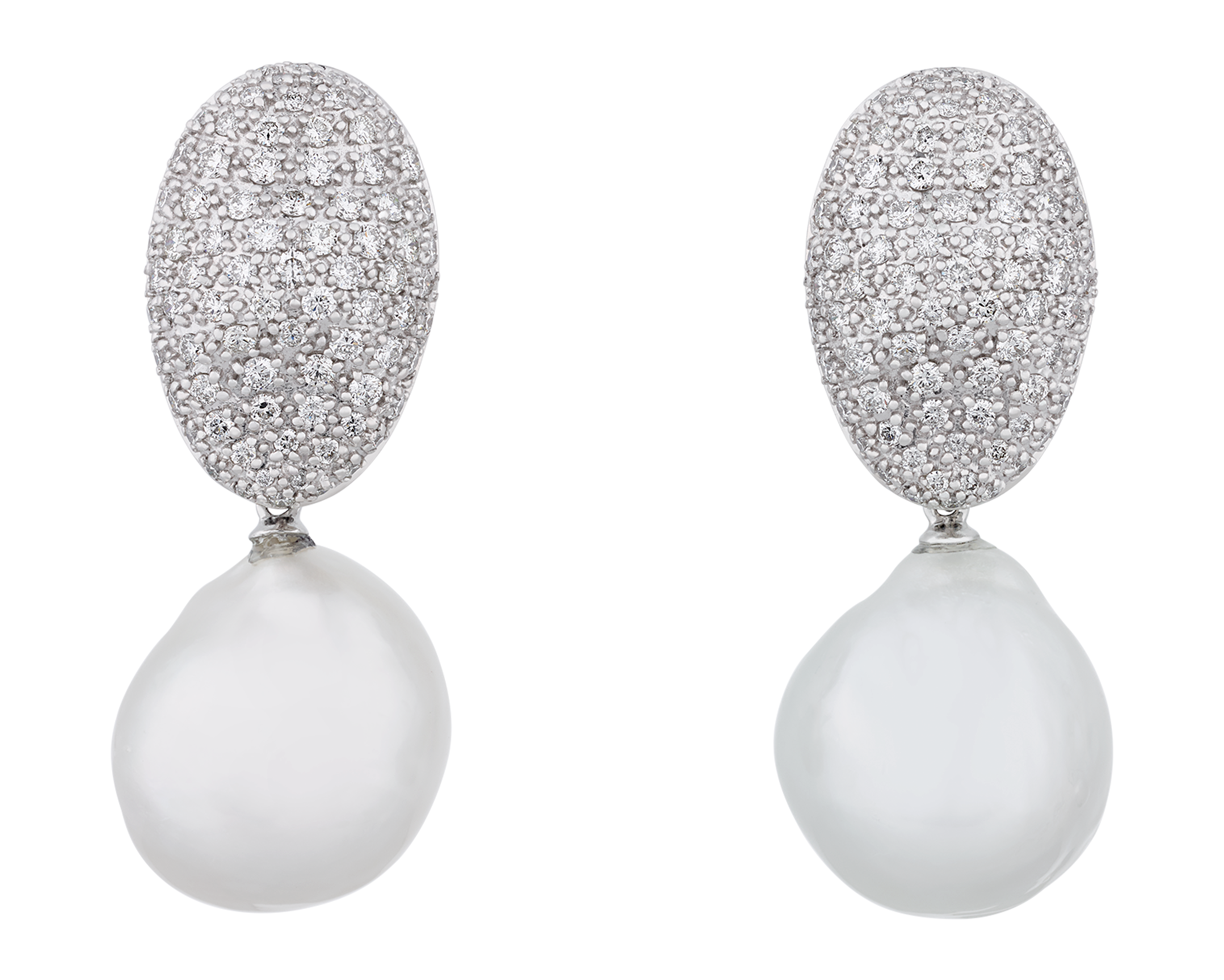 South Sea Pearl and Diamond Earrings