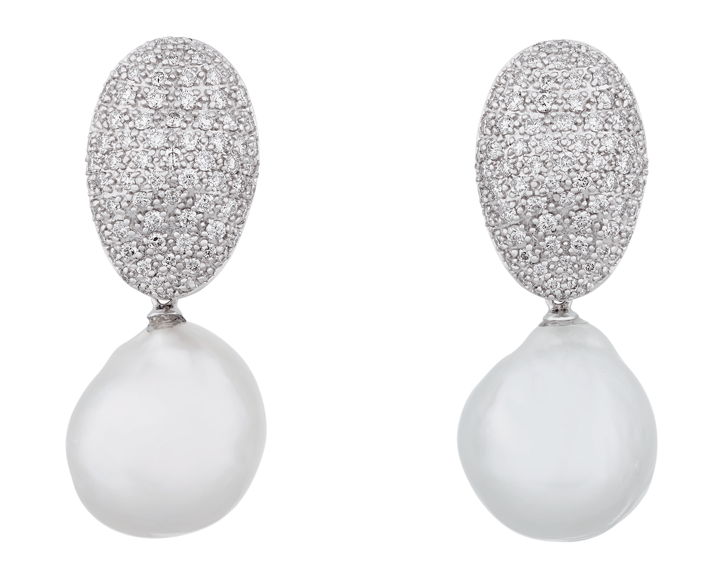 South Sea Pearl and Pavé-Diamond Earrings