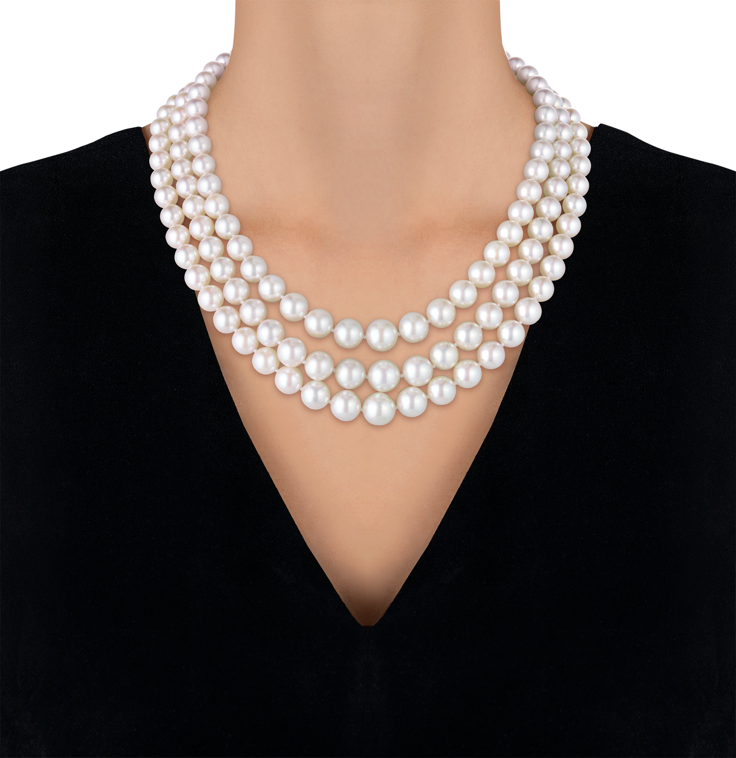 Triple Strand Akoya Pearl Necklace