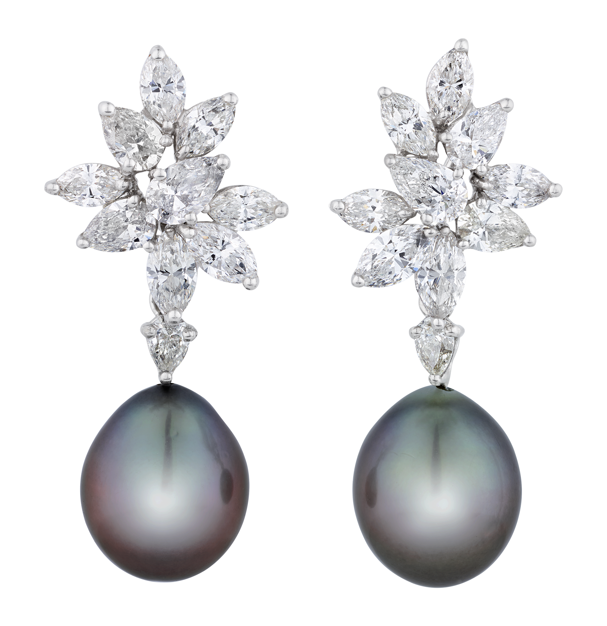 Tahitian Pearl and Diamond Earrings