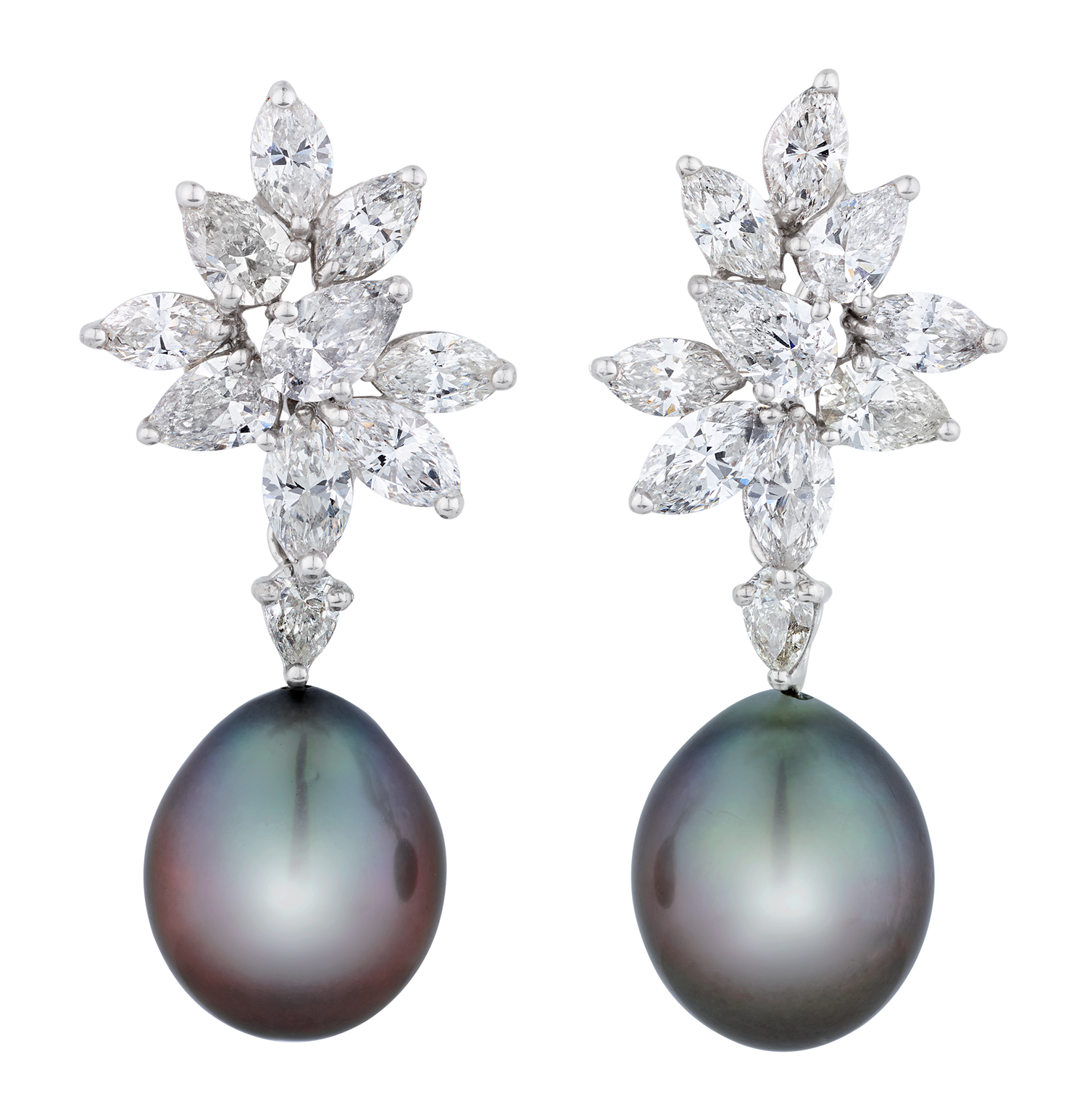 Tahitian Pearl and Diamond Earrings