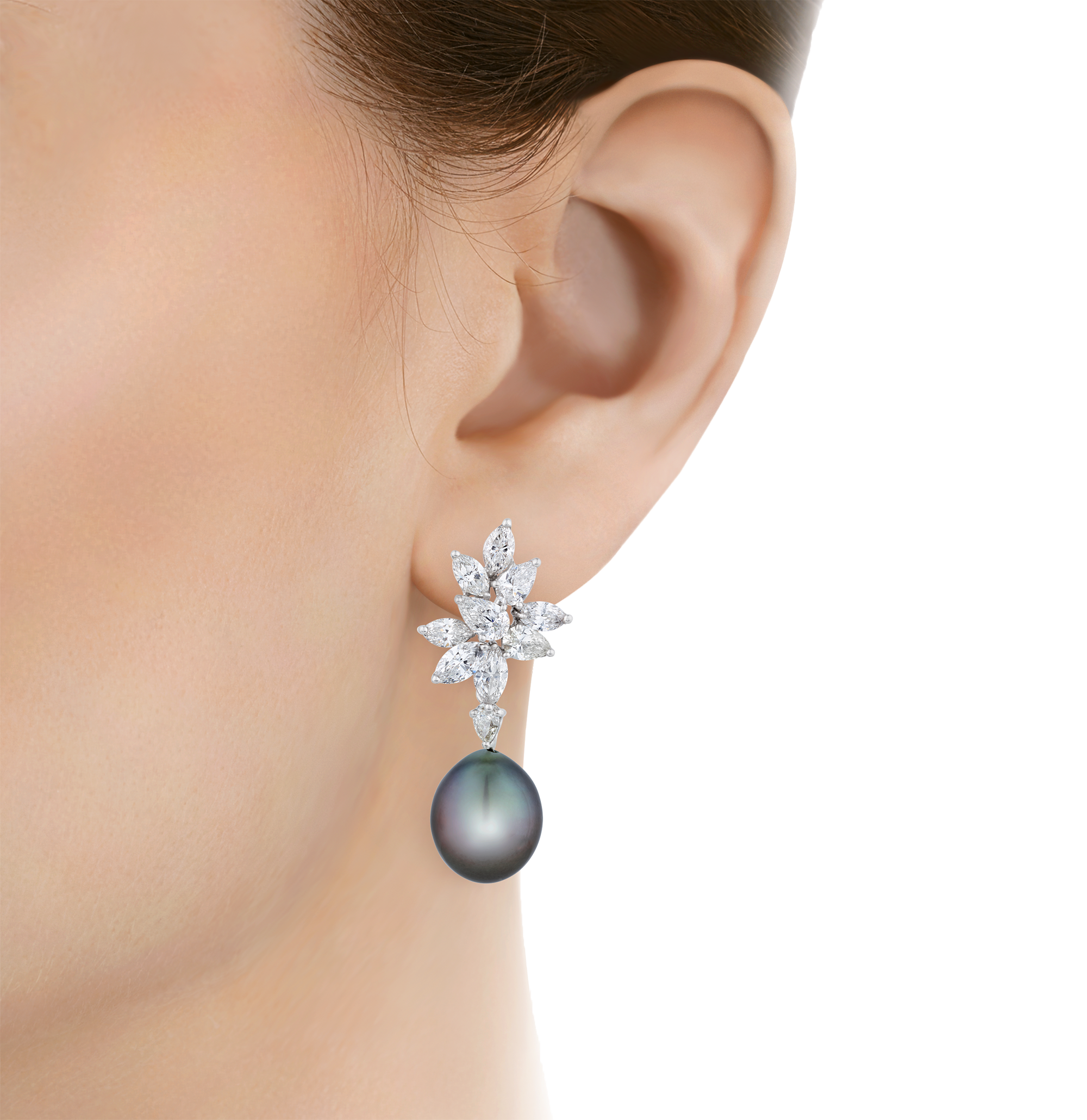 Tahitian Pearl and Diamond Earrings