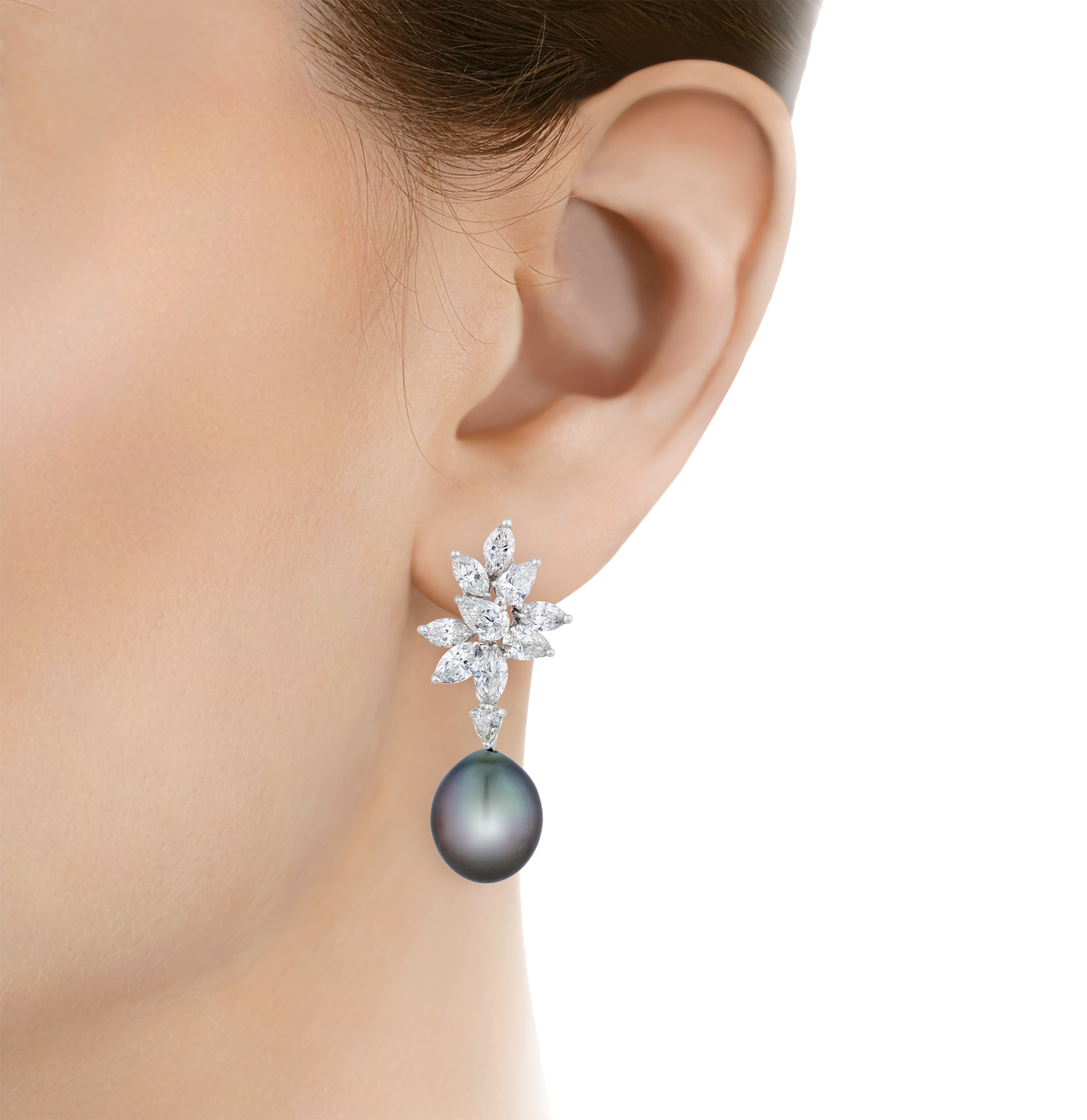 Tahitian Pearl and Diamond Earrings