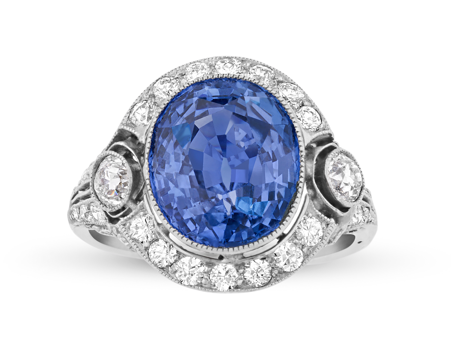 Art Deco Ceylon Sapphire Ring, 9.50 Carats