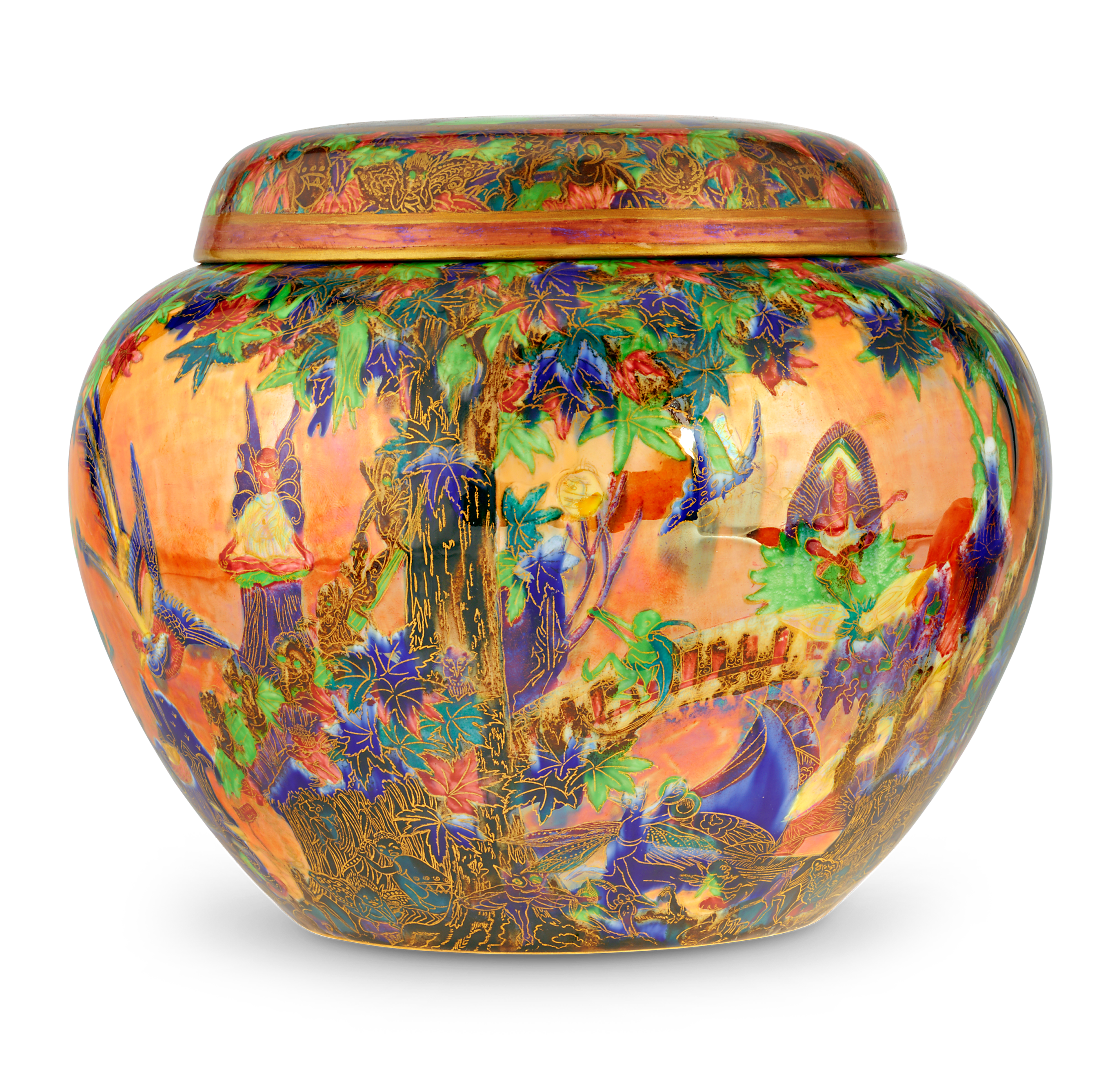 Wedgwood Flame Fairyland Lustre Malfrey Pot and Cover