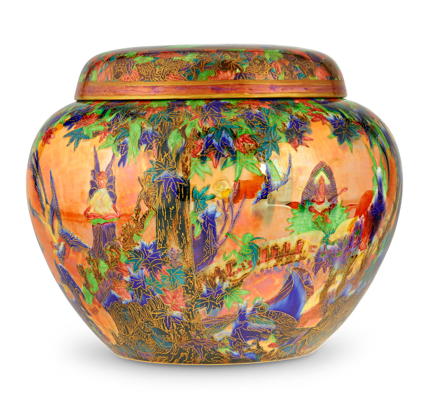 Wedgwood Flame Fairyland Lustre Malfrey Pot and Cover