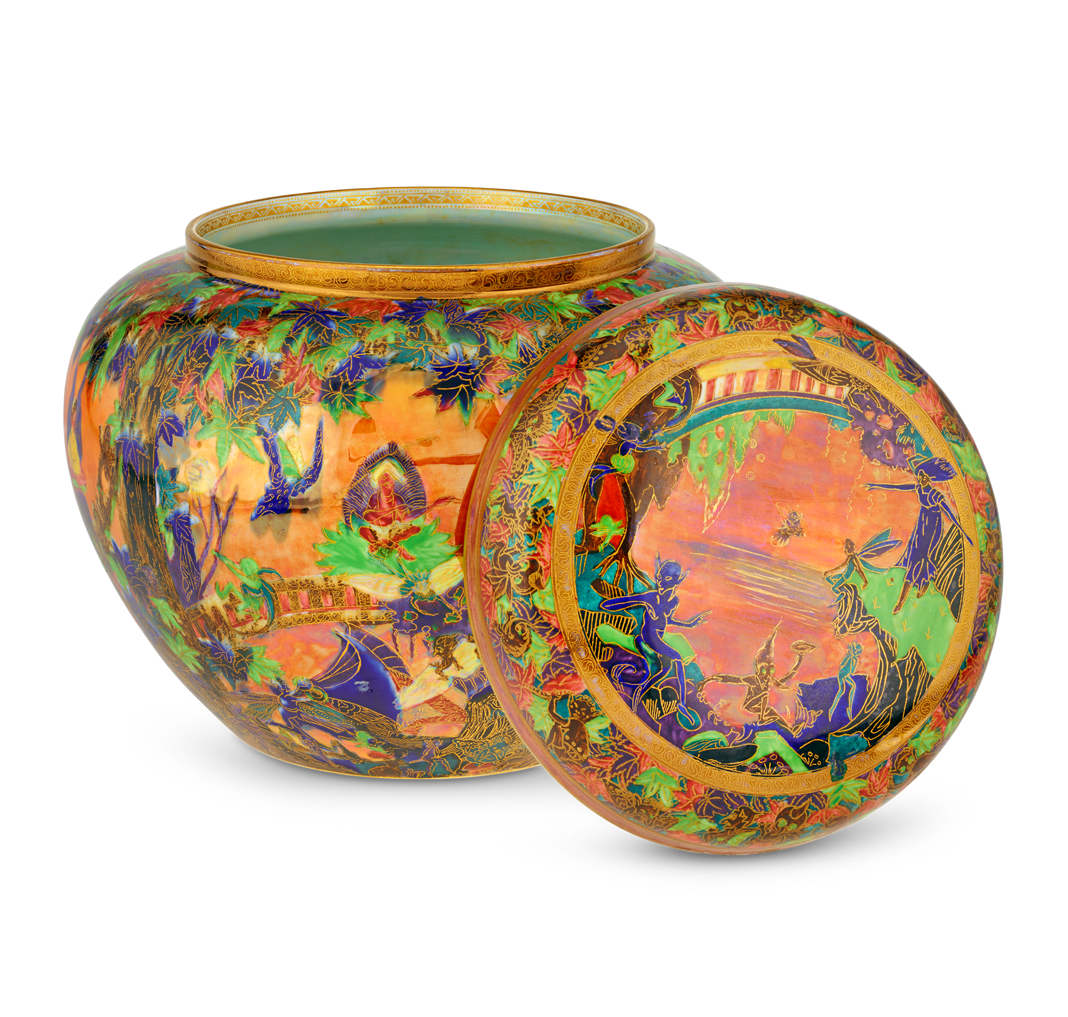 Wedgwood Flame Fairyland Lustre Malfrey Pot and Cover