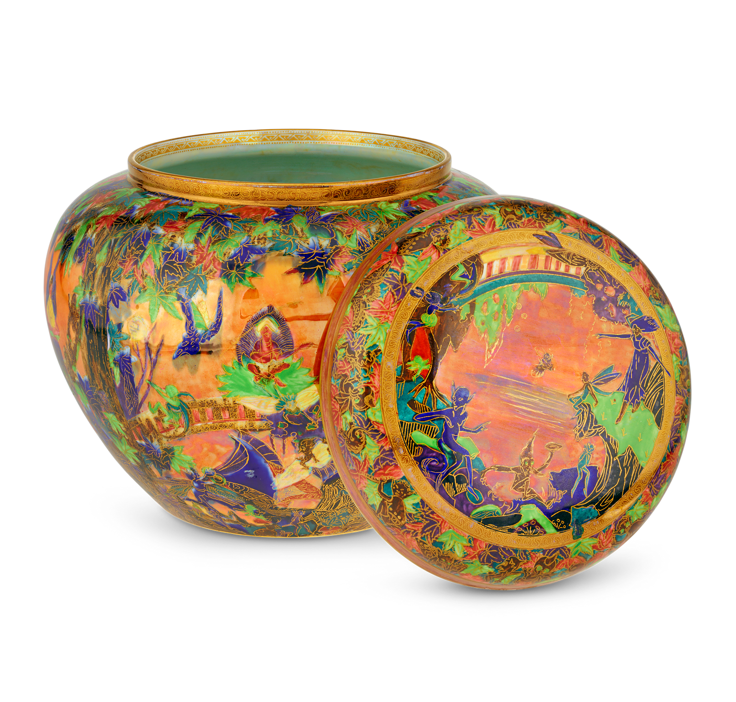 Wedgwood Flame Fairyland Lustre Malfrey Pot and Cover