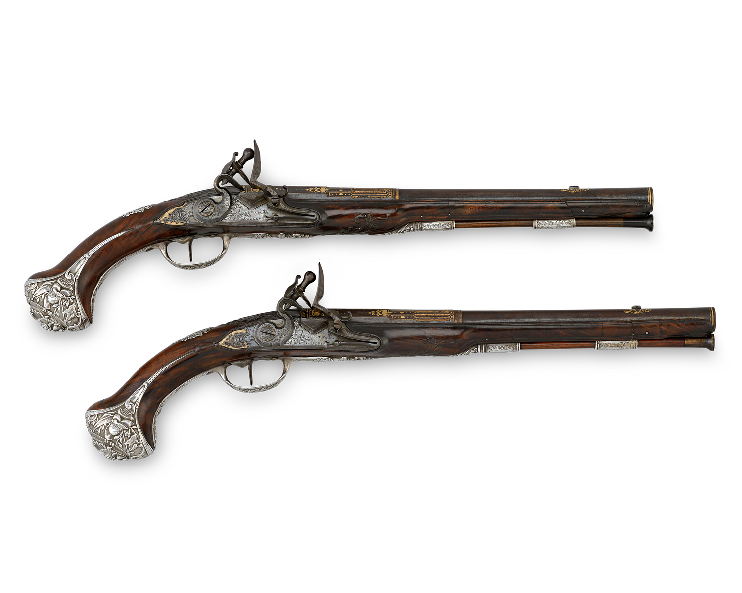 Pair of Silver-Mounted Flintlock Pistols for the Dauphin of France