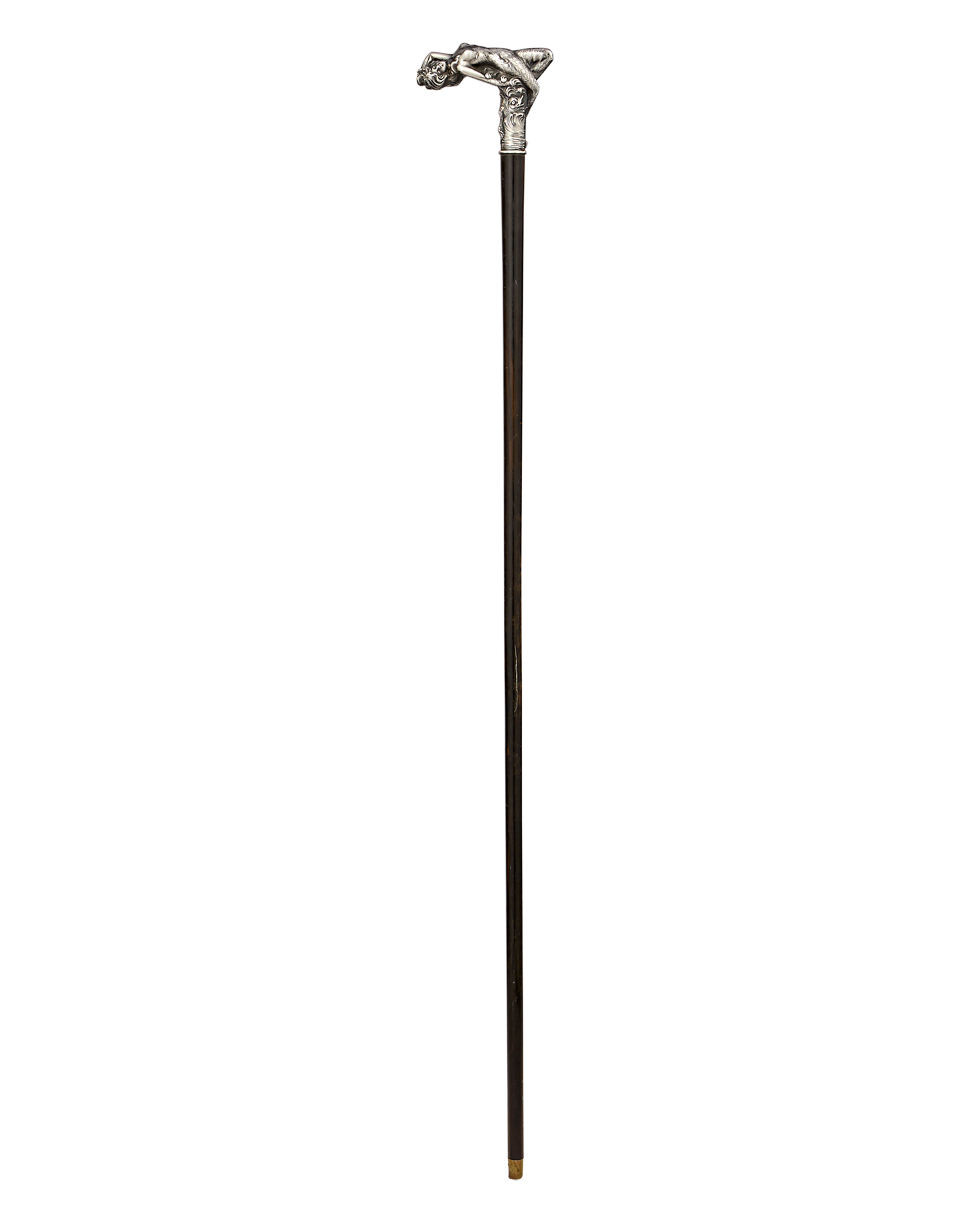 German Silver Art Nouveau Nude Cane