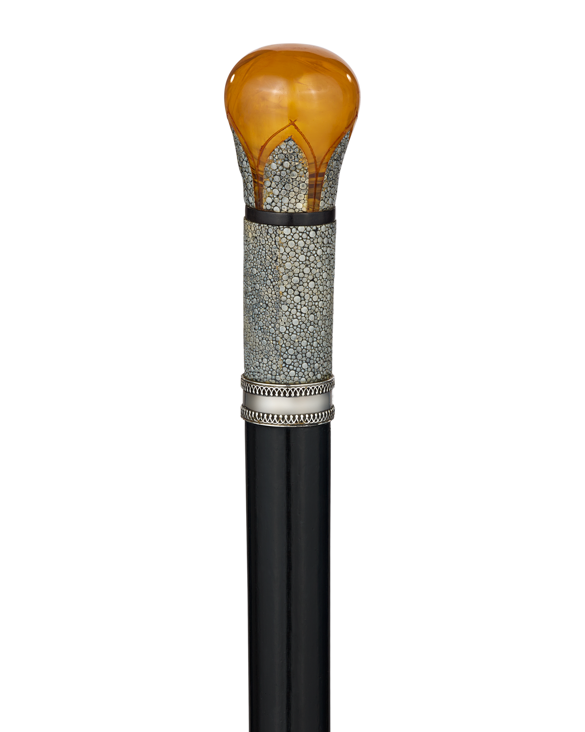 Shagreen and Amber-Handled Cane