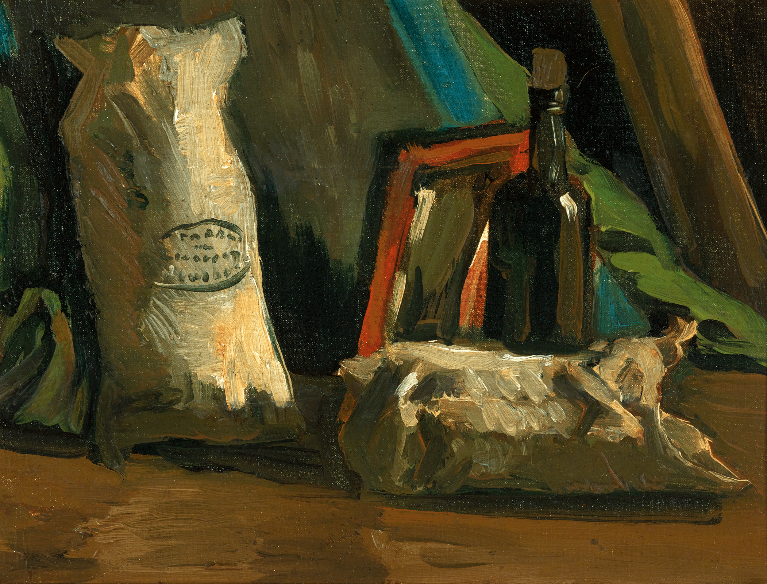 Still Life with Two Sacks and a Bottle by Vincent van Gogh