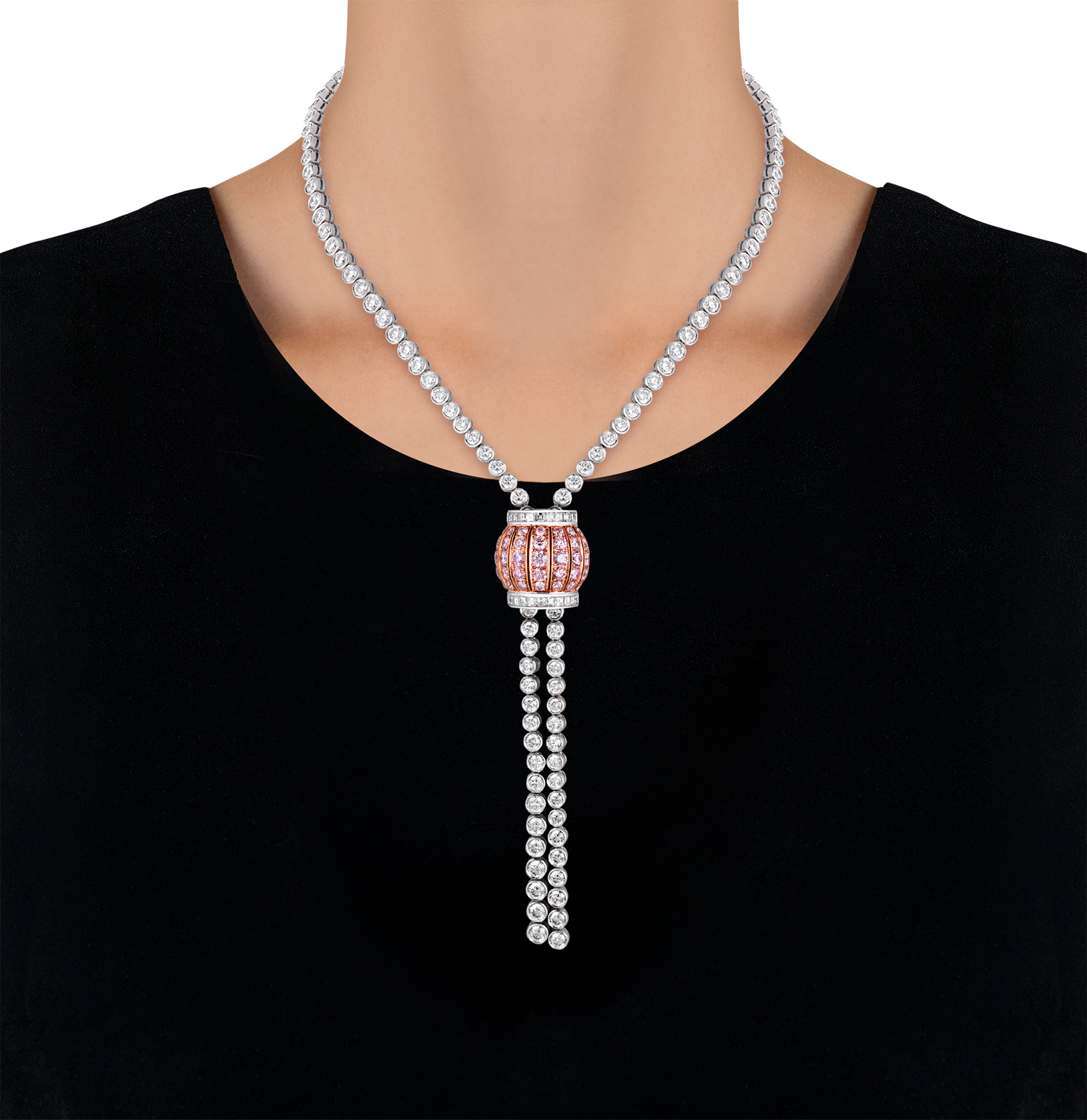 Pink and White Diamond Necklace, 23.08 carats