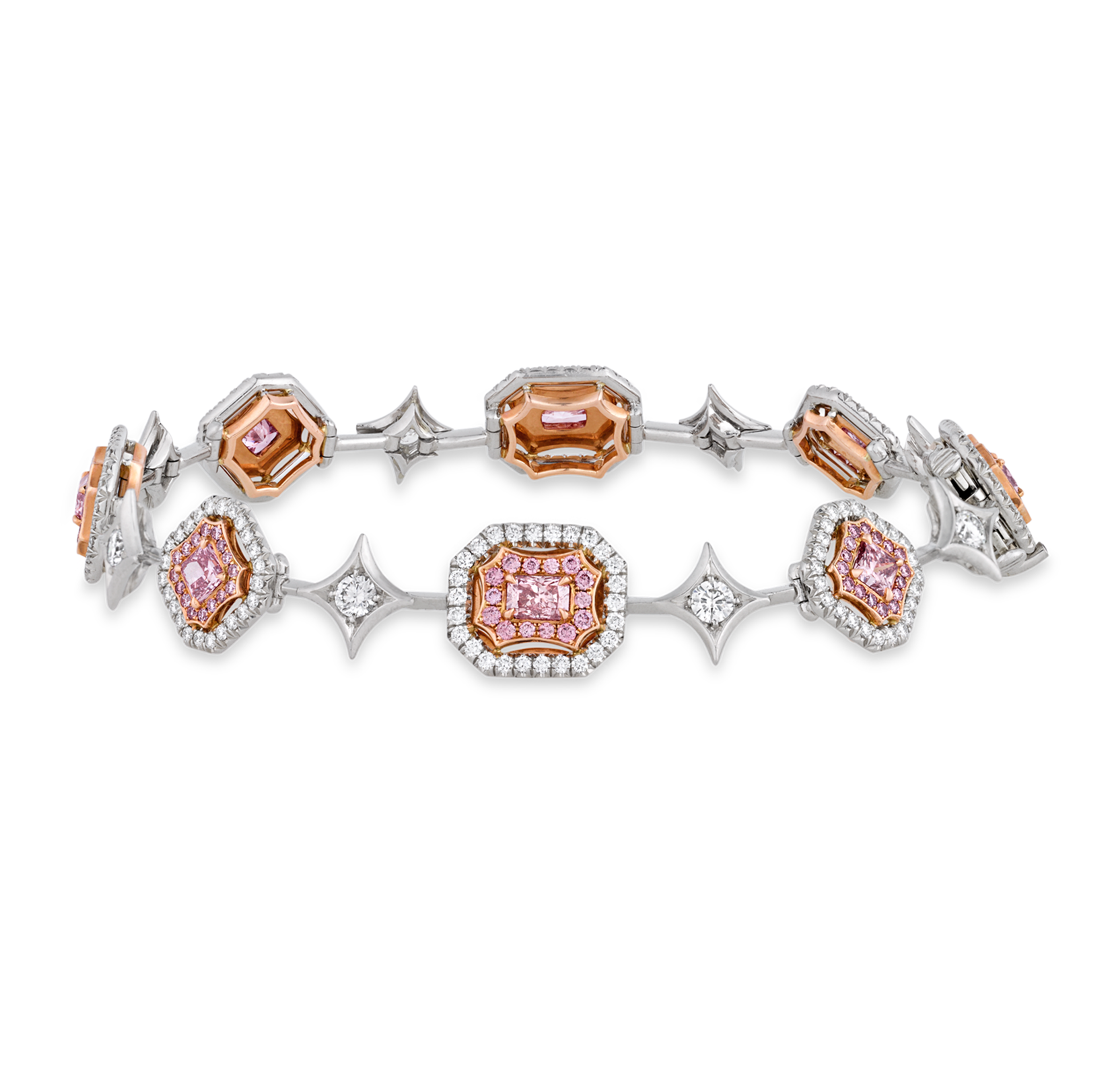 Pink and White Diamond Bracelet, 4.15 carats