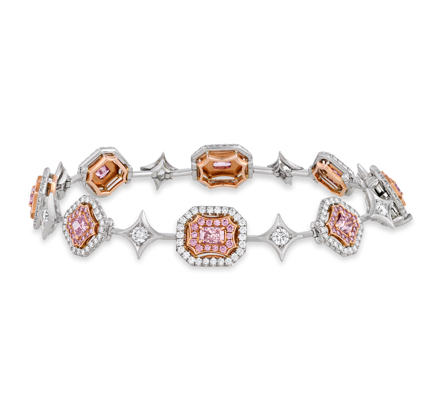 Pink and White Diamond Bracelet, 4.15 carats