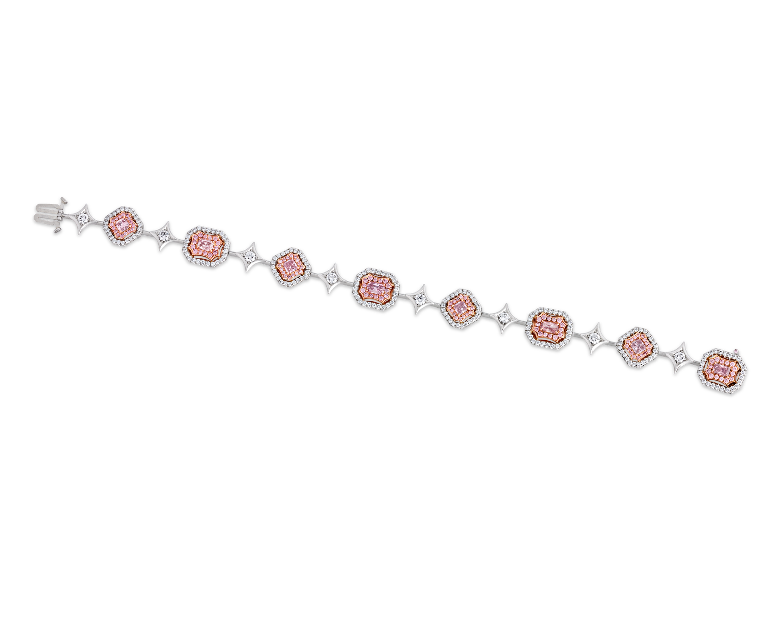 Pink and White Diamond Bracelet, 4.15 carats