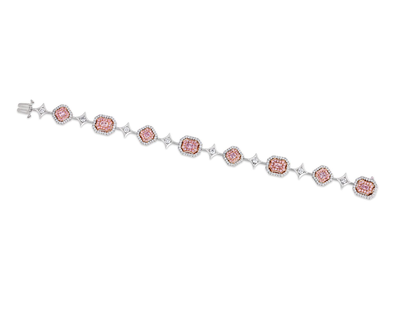 Pink and White Diamond Bracelet, 4.15 carats