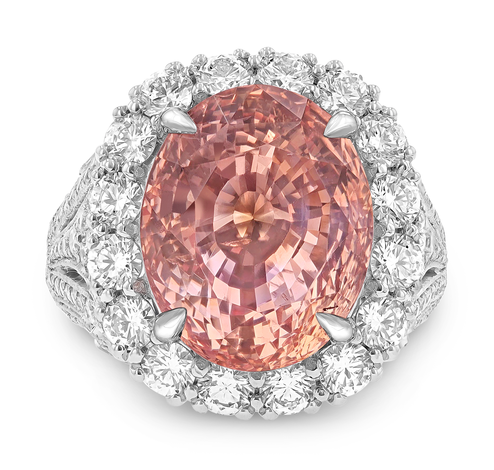 Untreated Ceylon Padparadscha Sapphire Ring, 15.56 carats