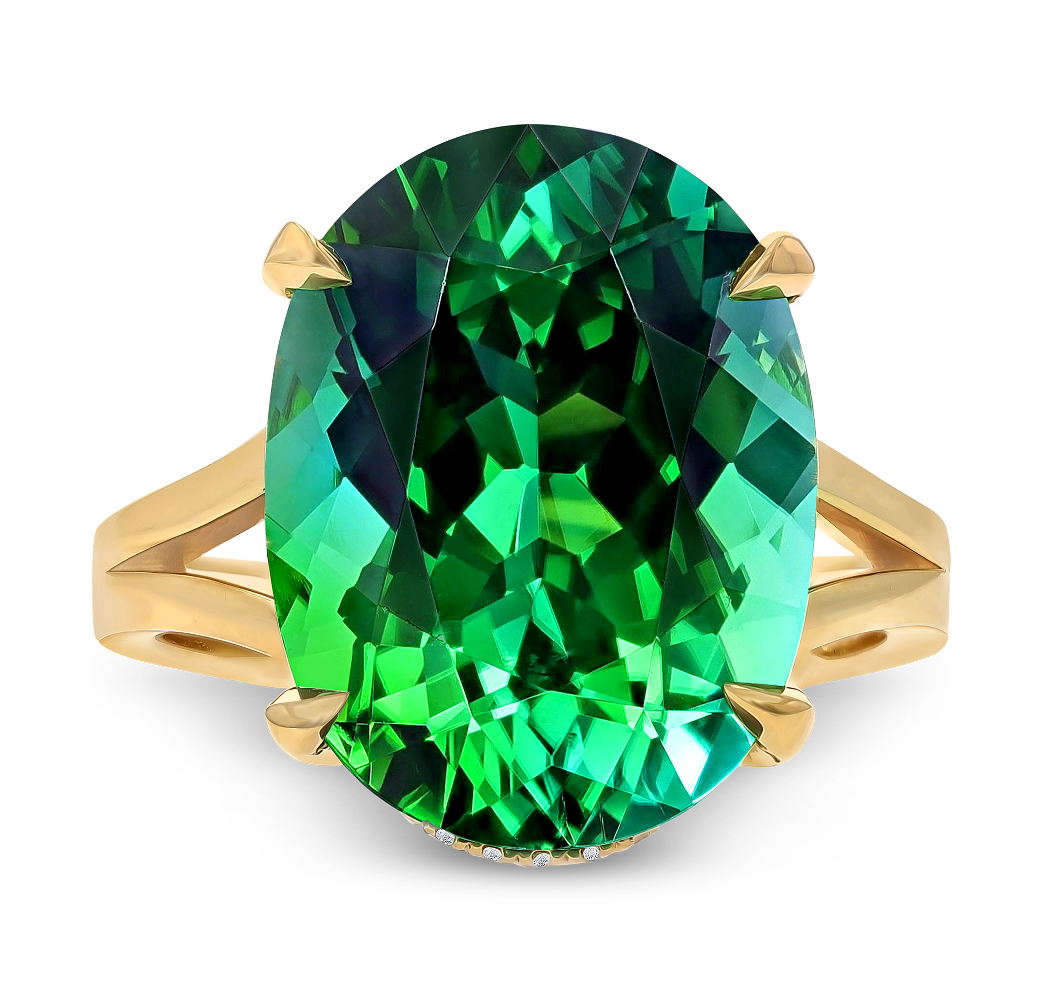 Unheated Brazil Paraiba Tourmaline Ring, 12.51 carats