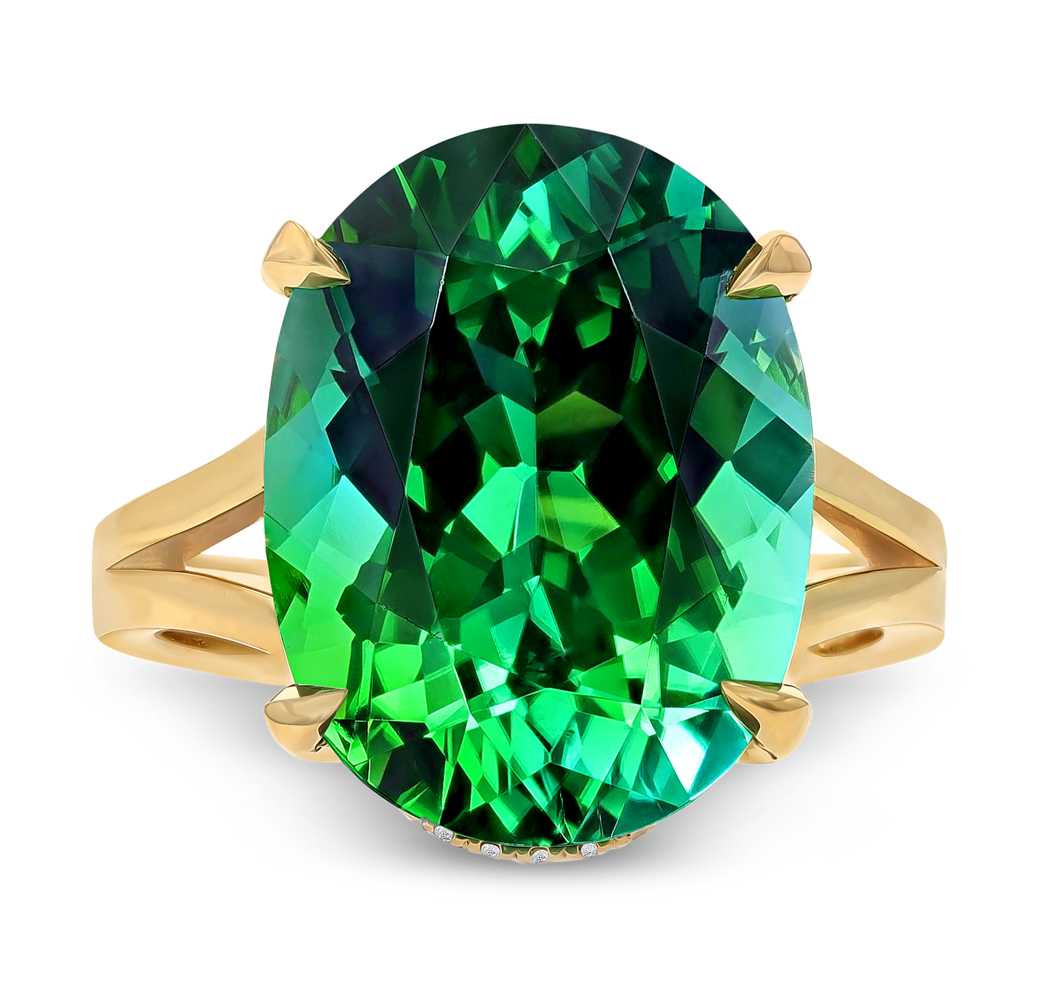 Unheated Brazil Paraiba Tourmaline Ring, 12.51 carats