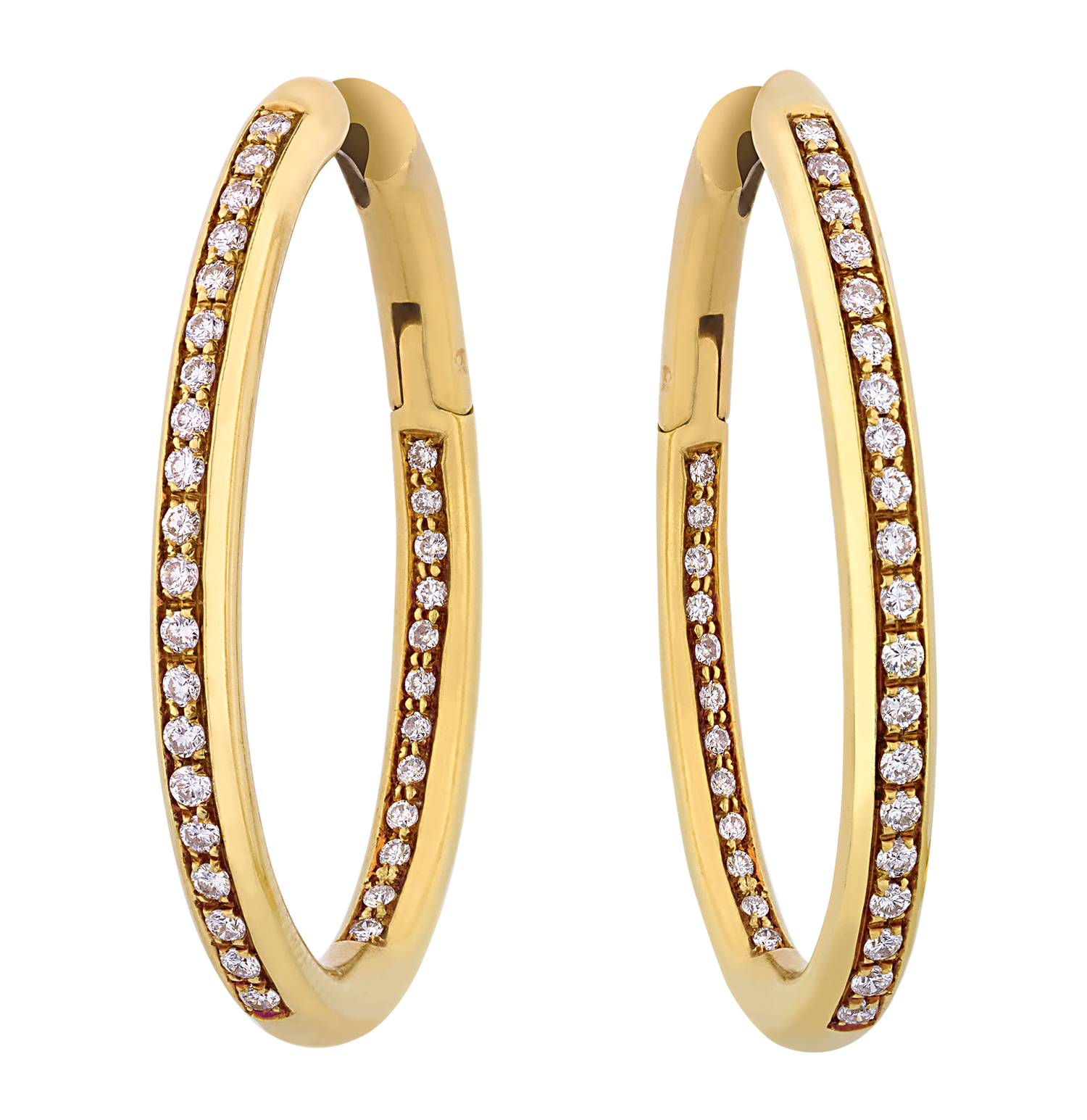 18K Gold and Diamond Hoop Earrings, 0.90 carat