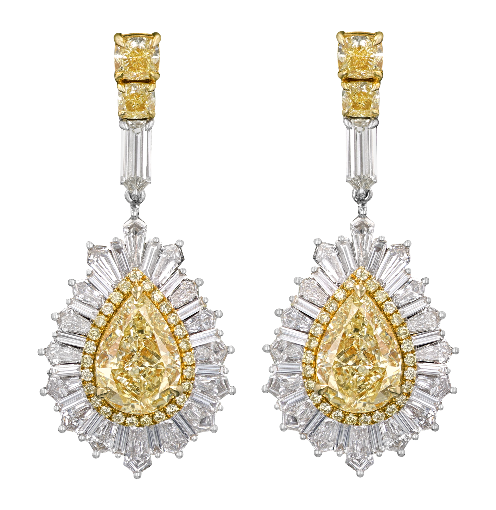 Natural Fancy Yellow Diamond Earrings, 9.03 Carats