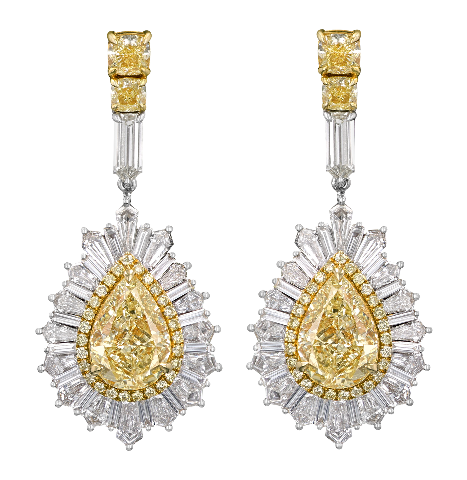 Natural Fancy Yellow Diamond Earrings, 9.03 Carats