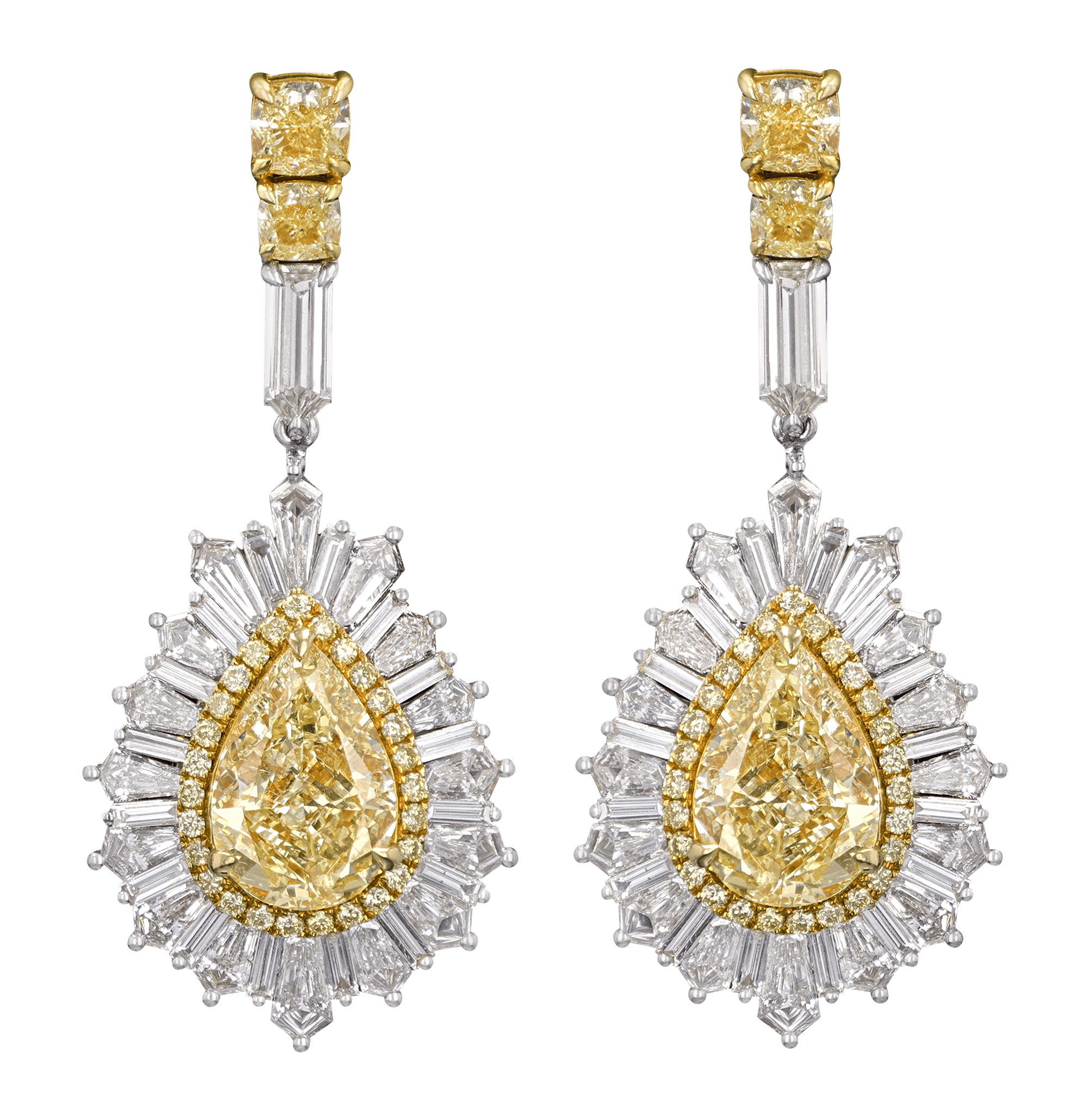 Natural Fancy Yellow Diamond Earrings, 9.03 Carats
