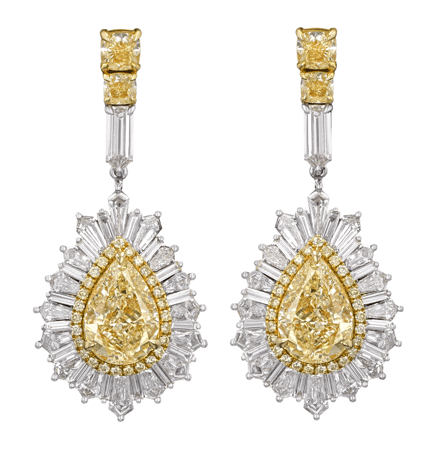 Natural Fancy Yellow Diamond Earrings, 9.03 Carats
