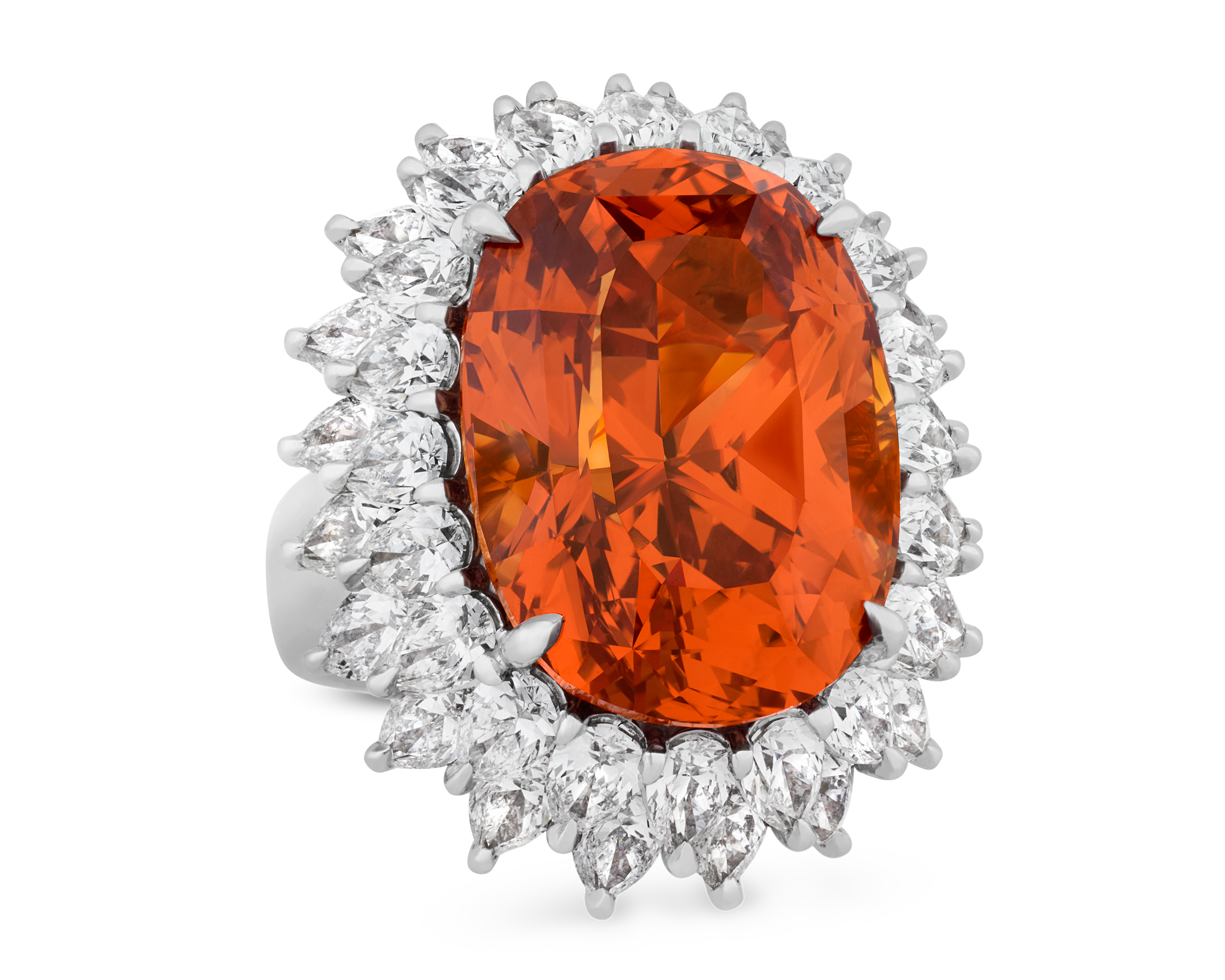 Unheated Orange Sapphire Ring, 30.23 carats