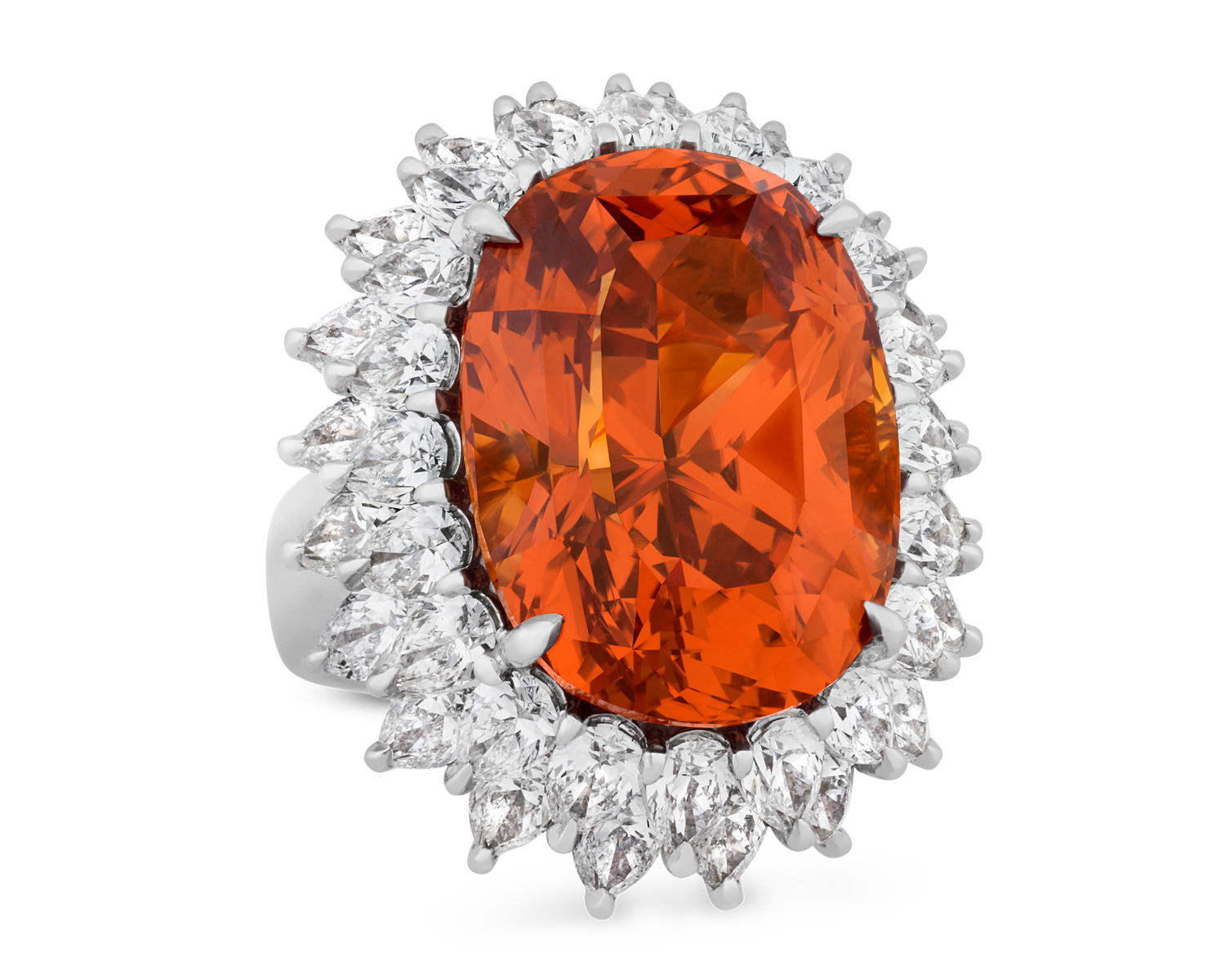 Unheated Orange Sapphire Ring, 30.23 carats