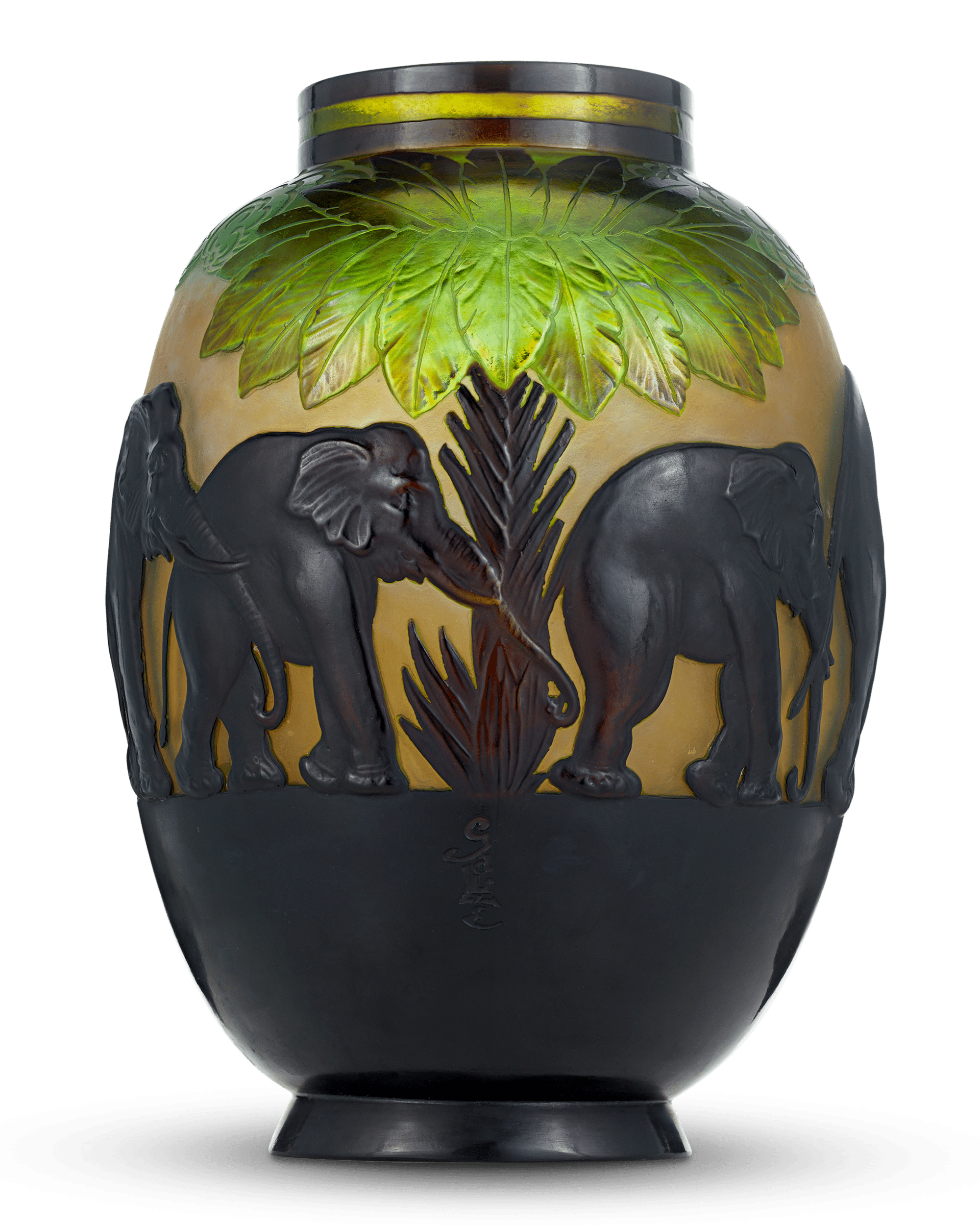 Gallé Cameo Elephant Vase