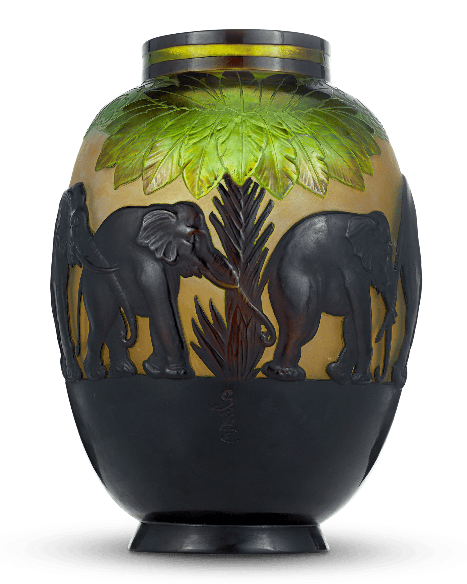 Gallé Cameo Elephant Vase