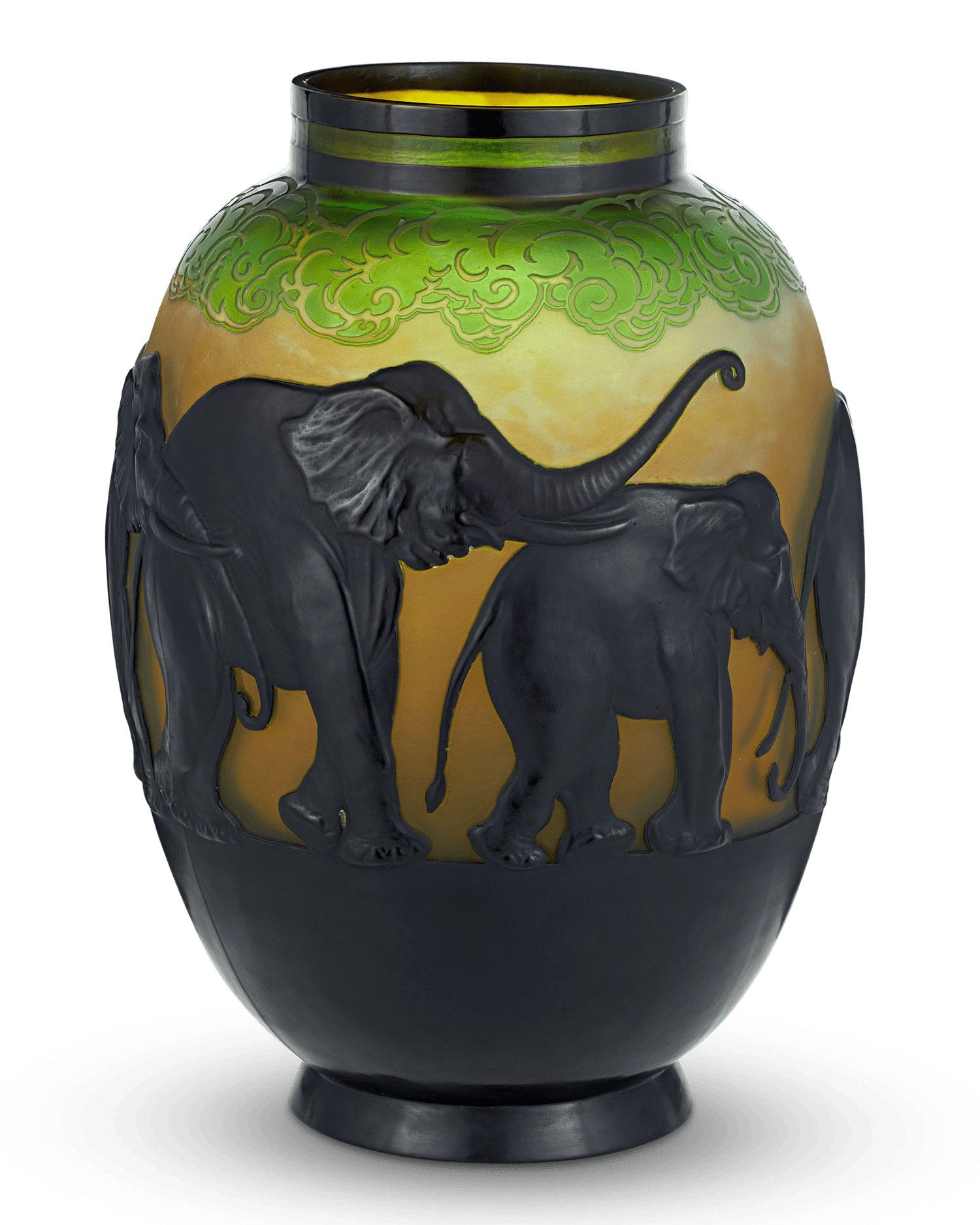 Gallé Cameo Elephant Vase