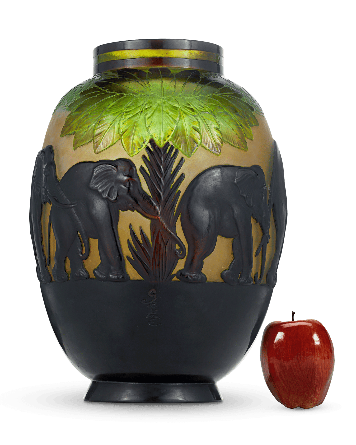 Gallé Cameo Elephant Vase