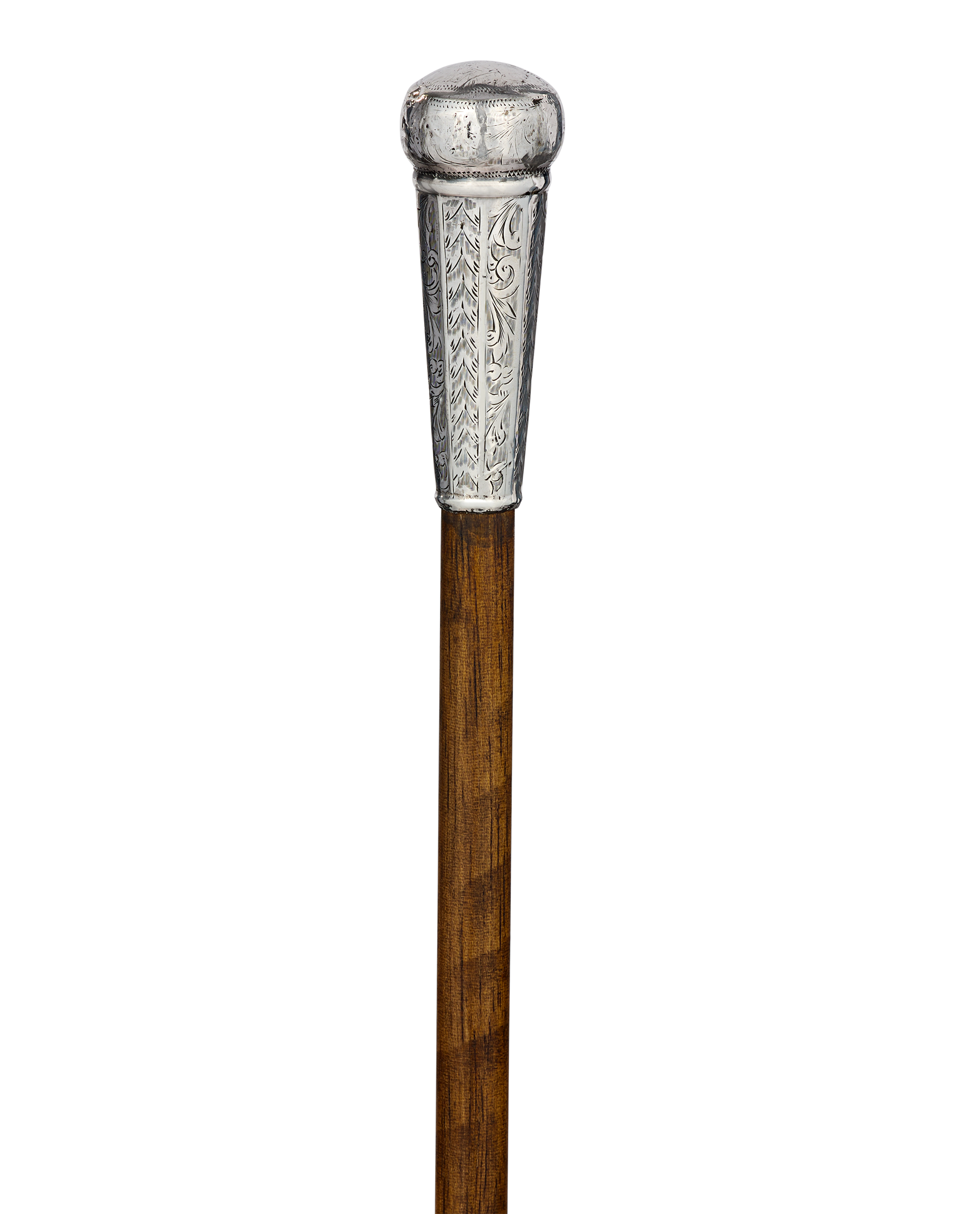 Engraved Silver Knob Cane