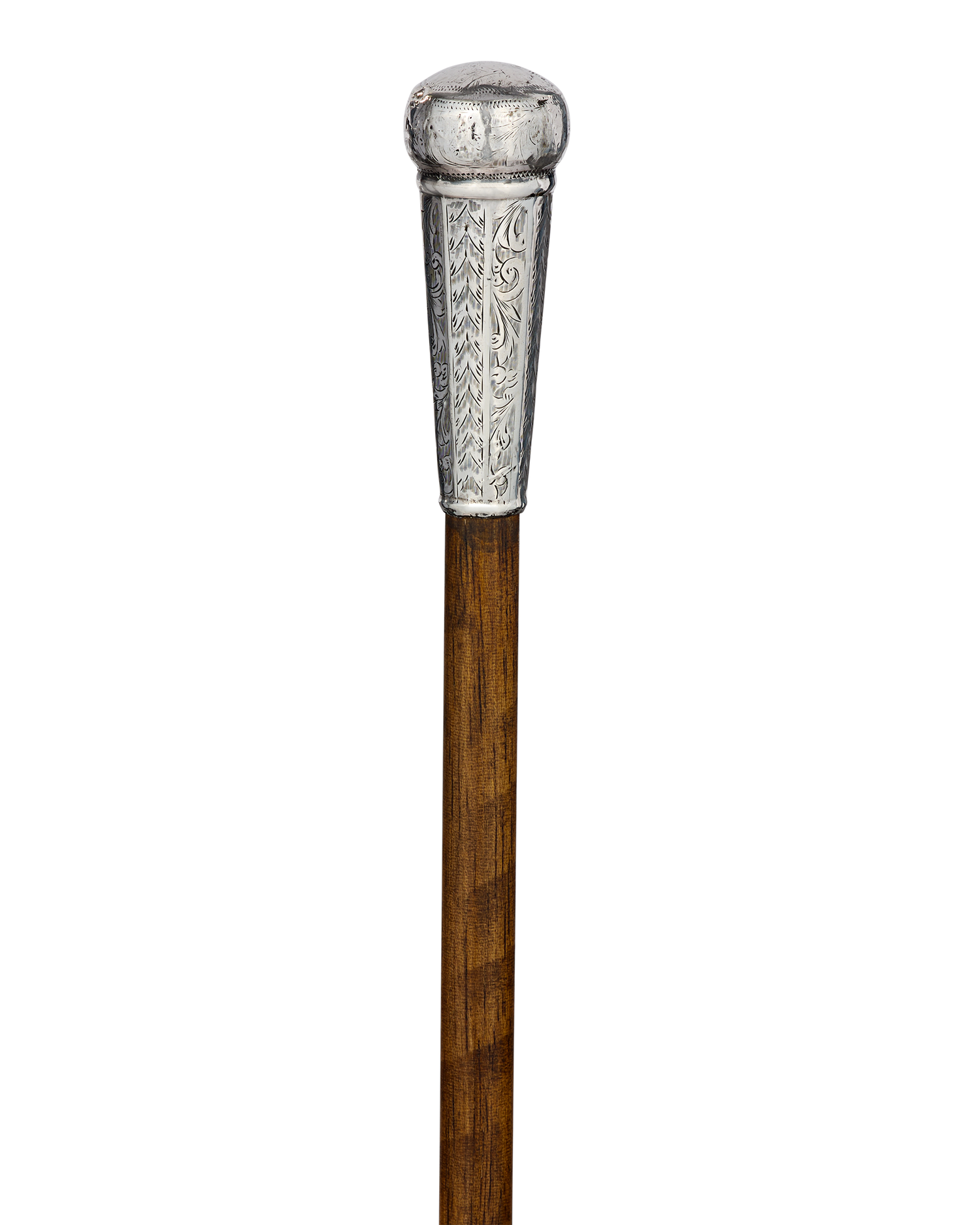 Engraved Silver Knob Cane