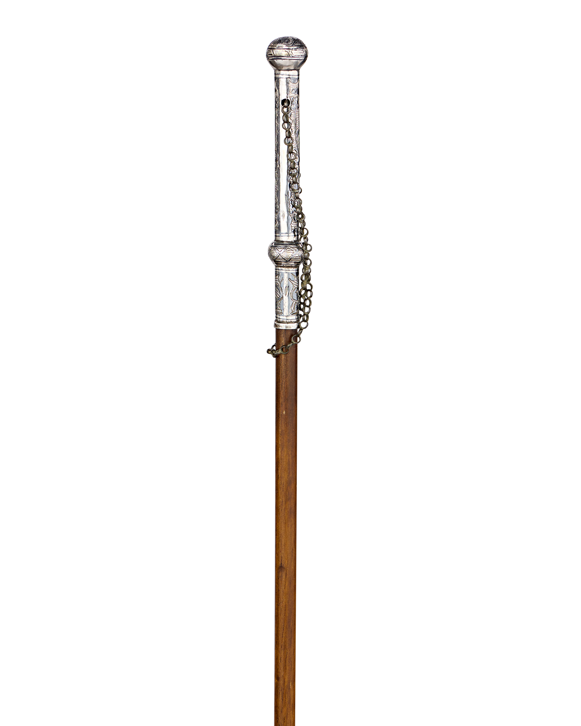 Cane with Silver Handle and Chain