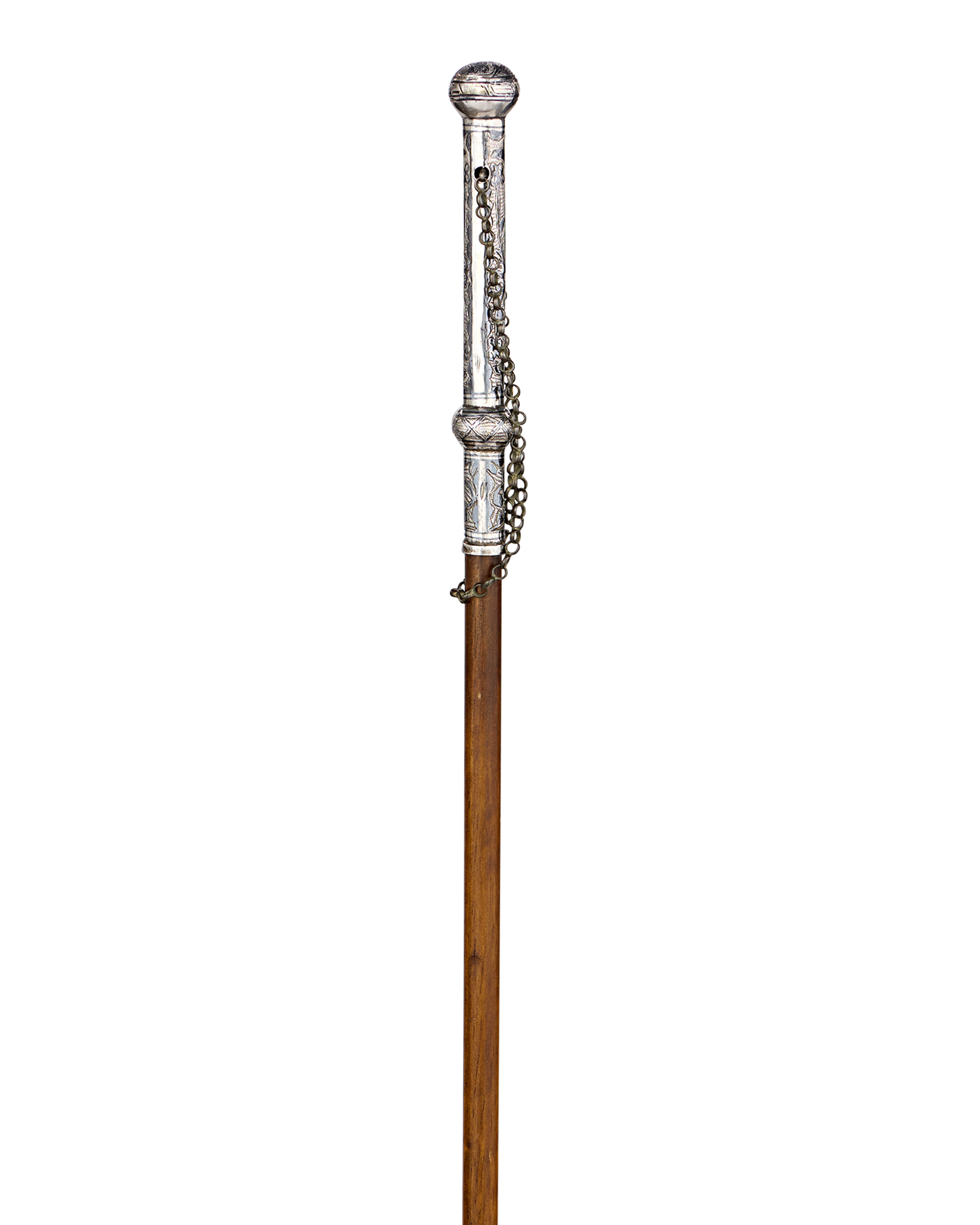 Cane with Silver Handle and Chain