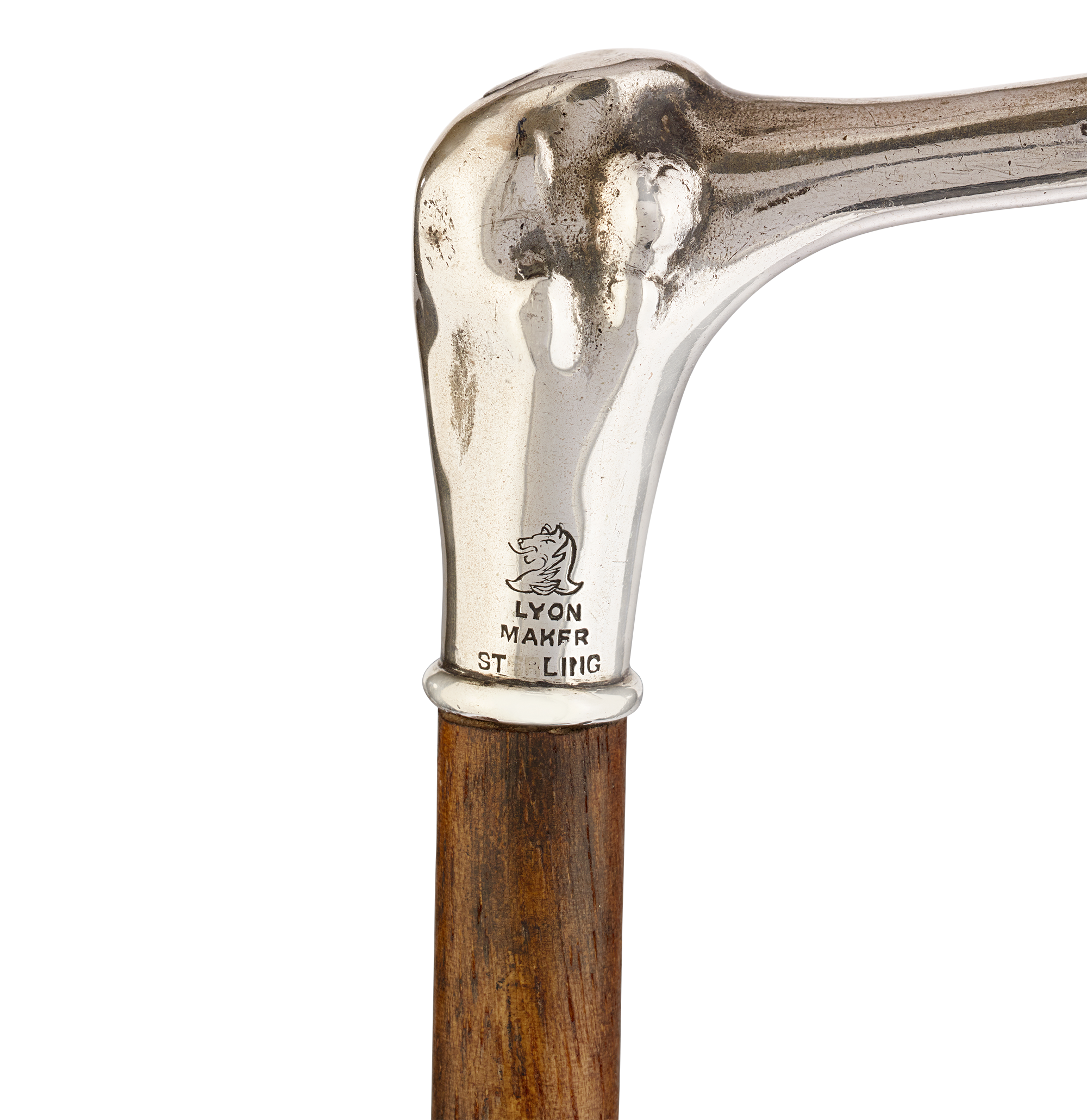 French Sterling Silver Crook Cane