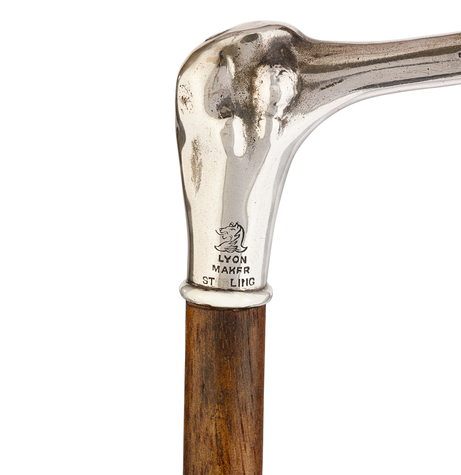 French Sterling Silver Crook Cane