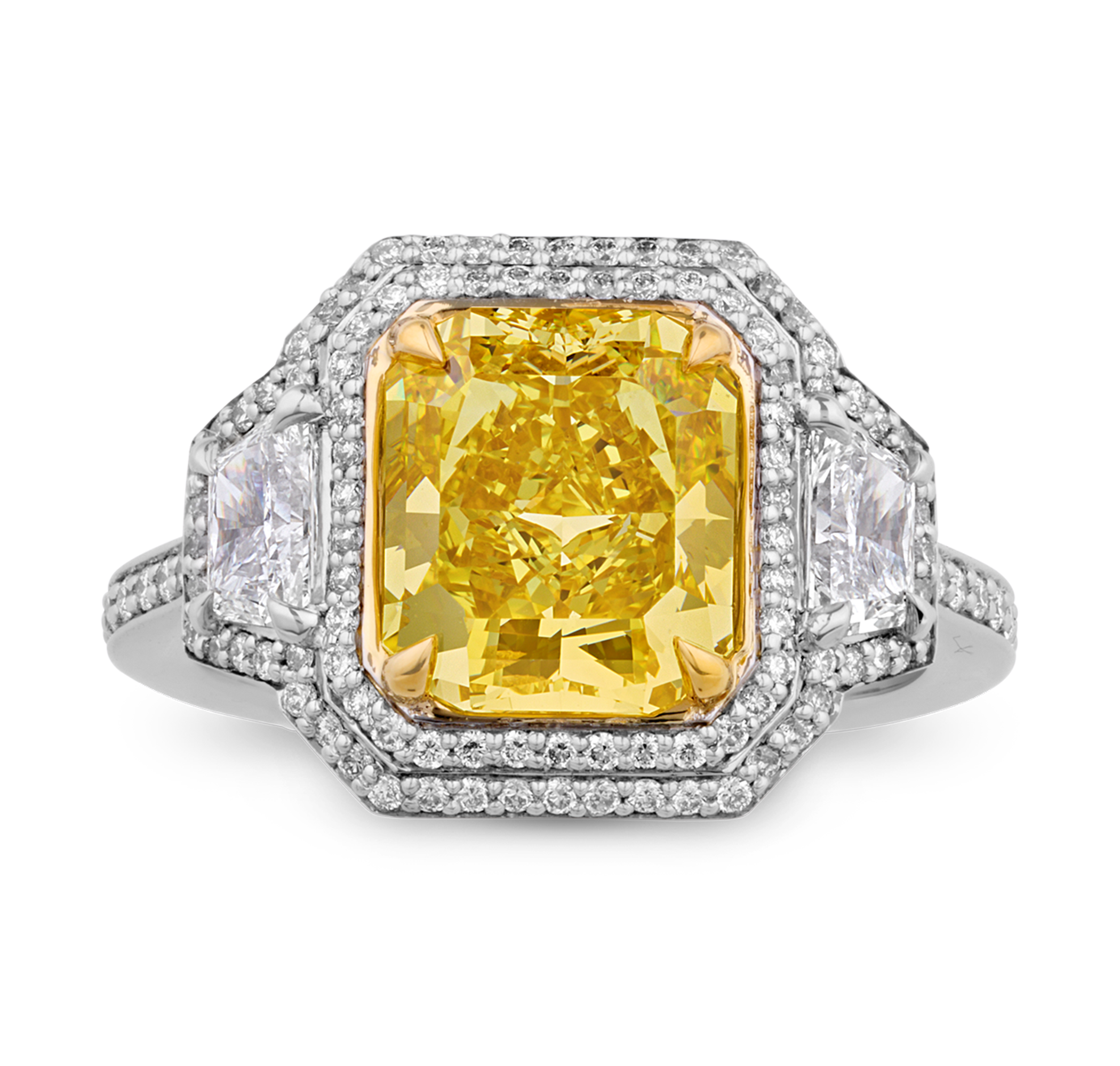 Fancy Vivid Yellow Diamond Ring, 3.26 Carats