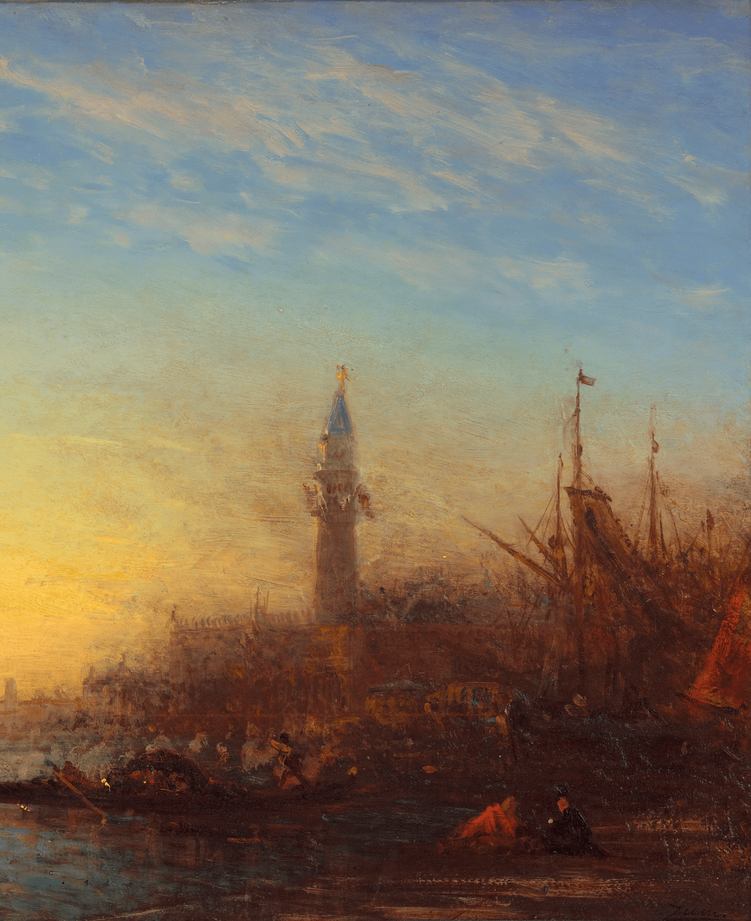 Coucher de soleil, quai des Esclavons by Félix Ziem