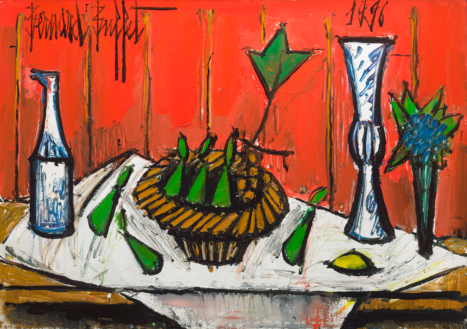 Panier de fruits et bouquet by Bernard Buffet