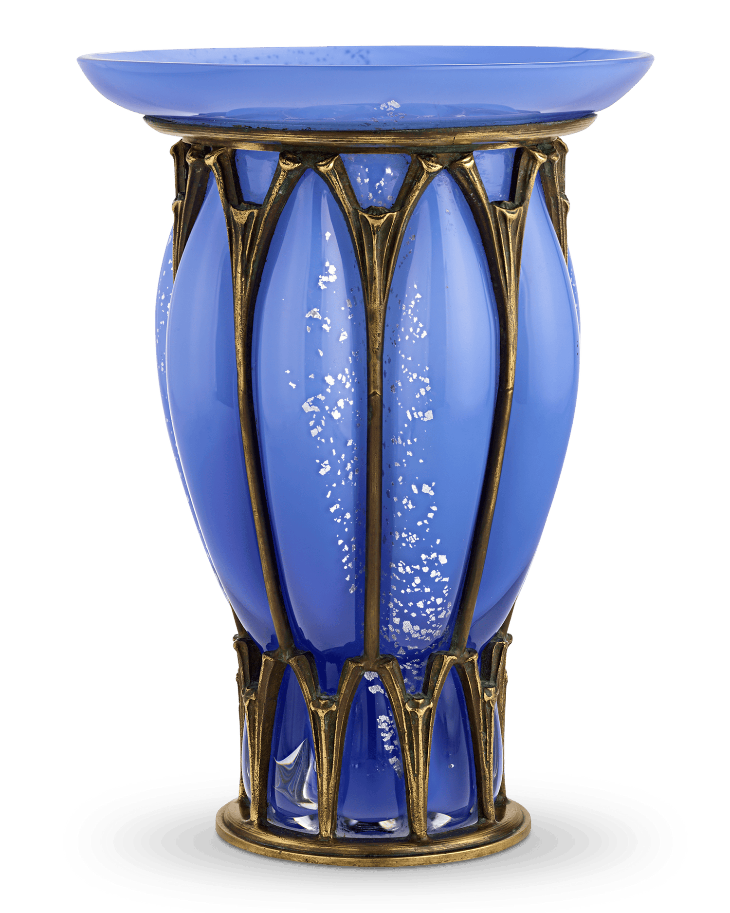 Daum Nancy and Majorelle Blue Glass and Iron Vase