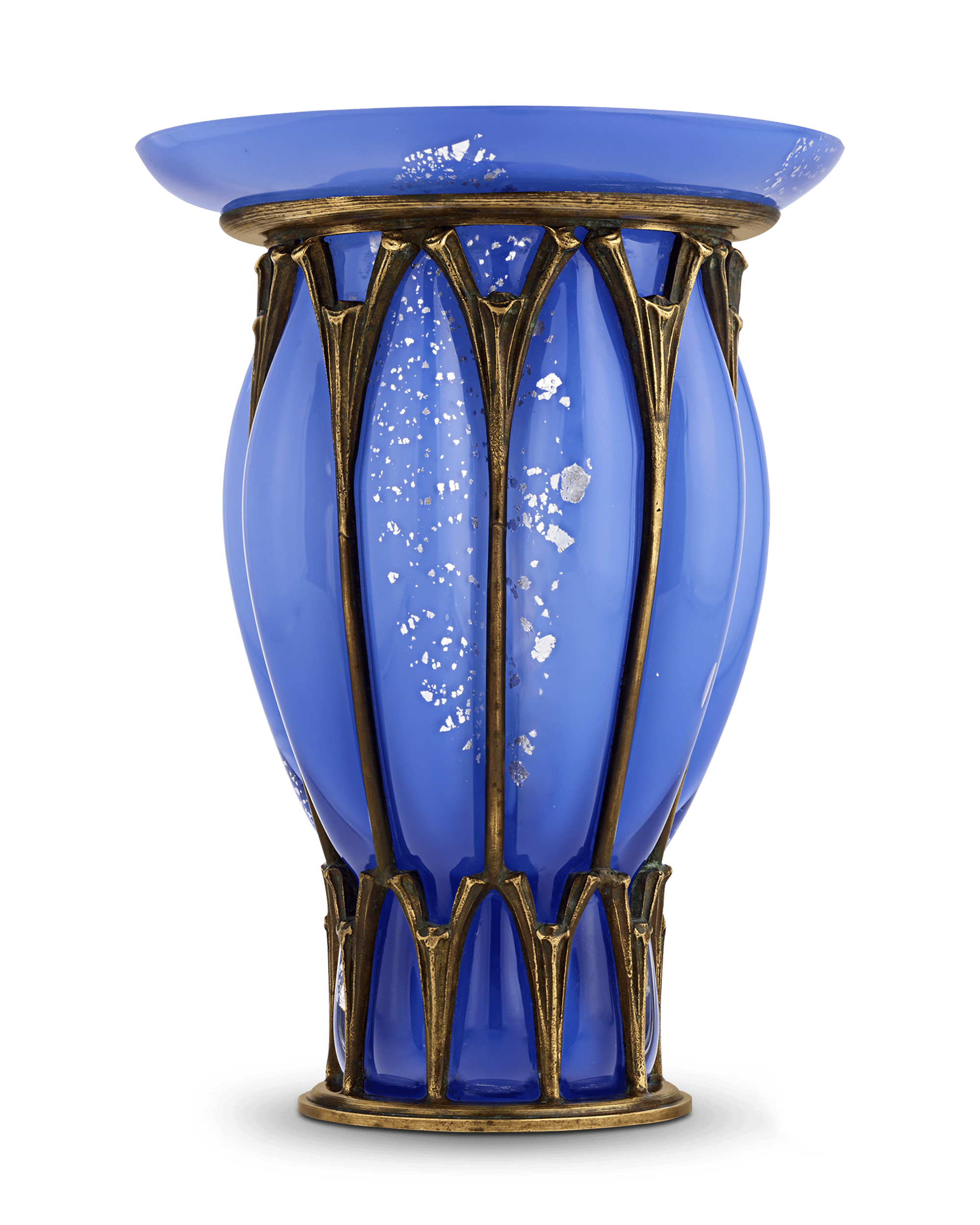 Daum Nancy and Majorelle Blue Glass and Iron Vase