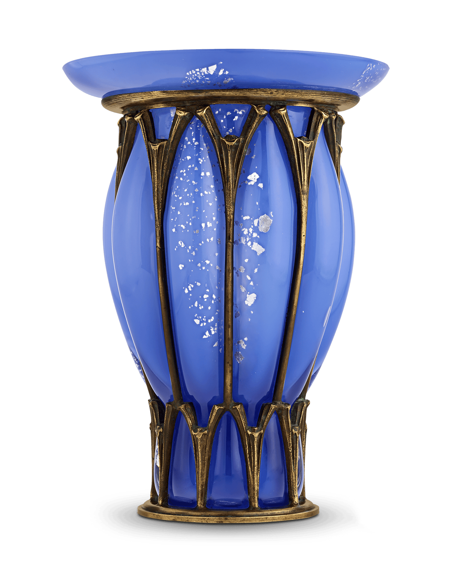 Daum Nancy and Majorelle Blue Glass and Iron Vase