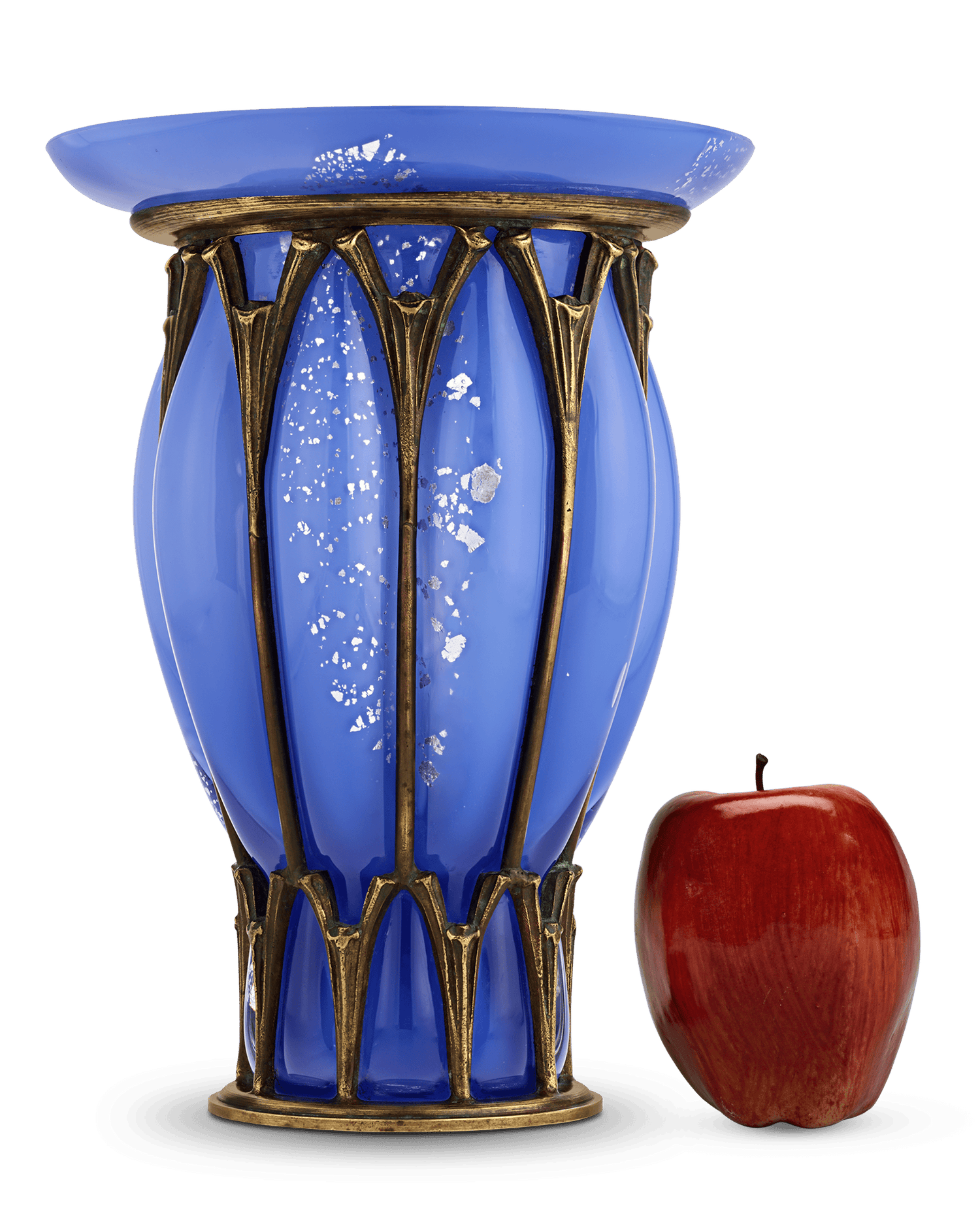 Daum Nancy and Majorelle Blue Glass and Iron Vase