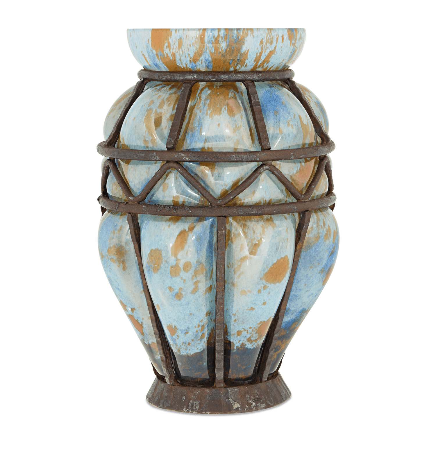 Daum and Majorelle Blue and Orange Vase