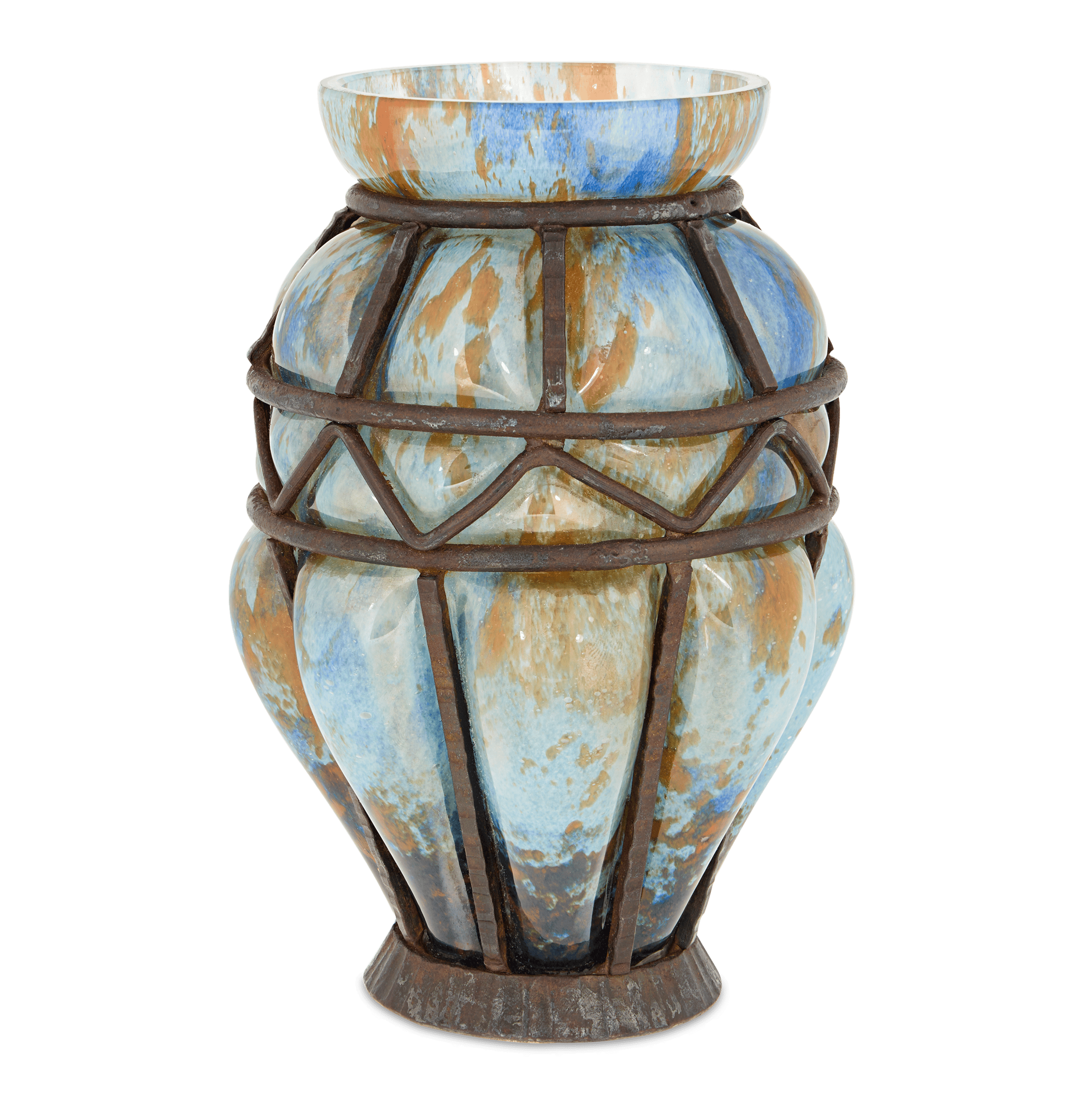 Daum and Majorelle Blue and Orange Vase